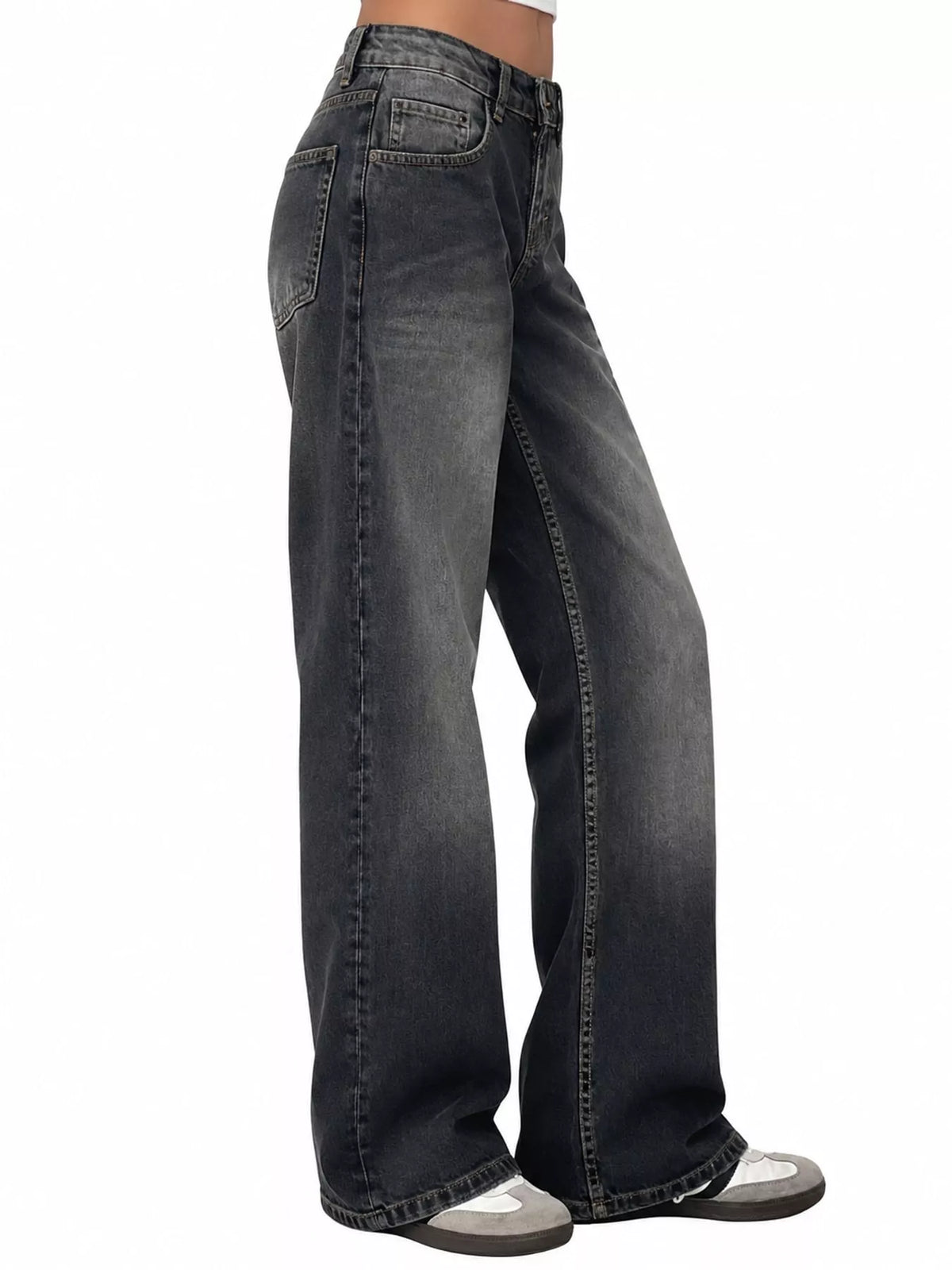 Wide-Leg Vintage Wash Jeans