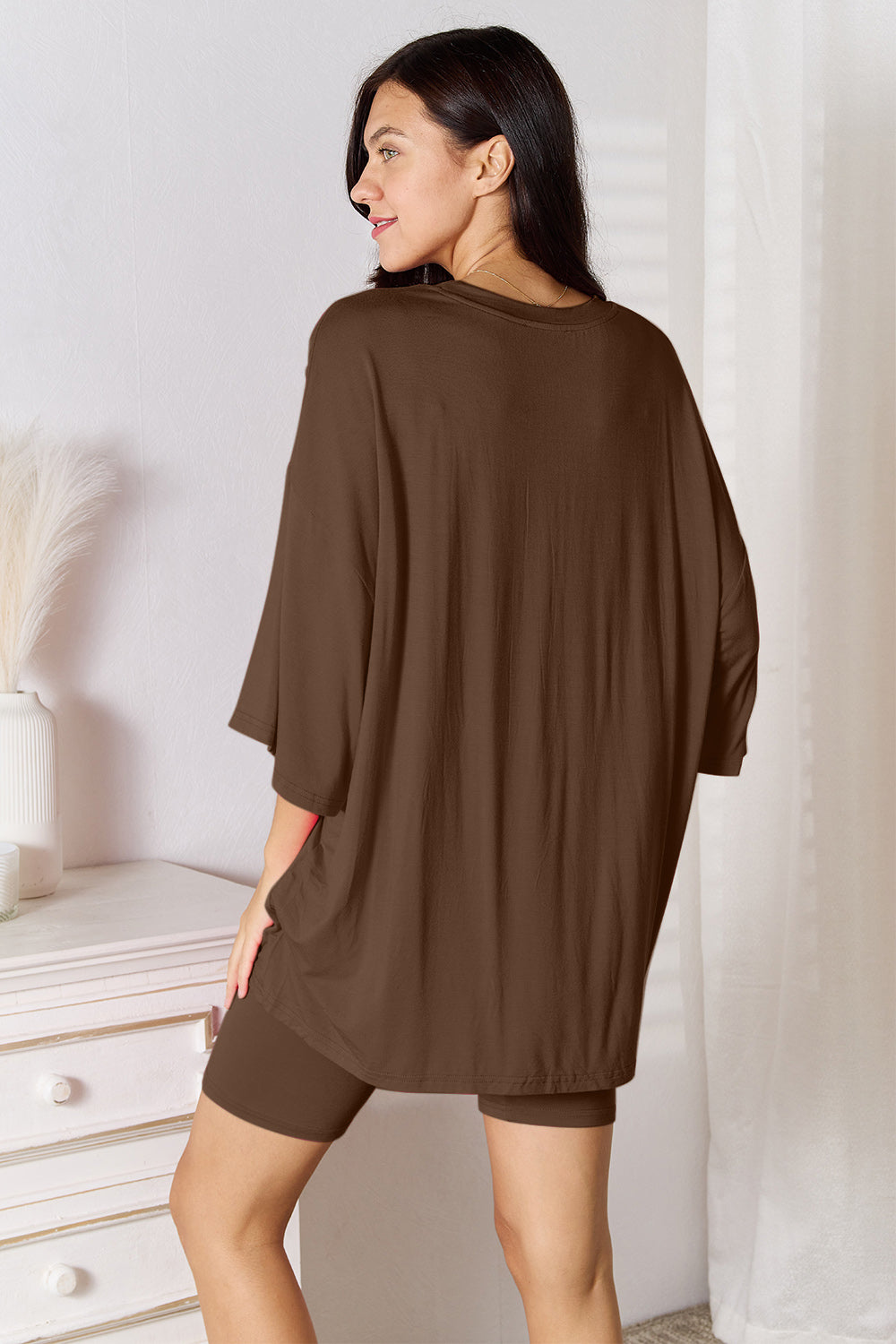 Basic Bae Three-Quarter Sleeve Top and Shorts Set