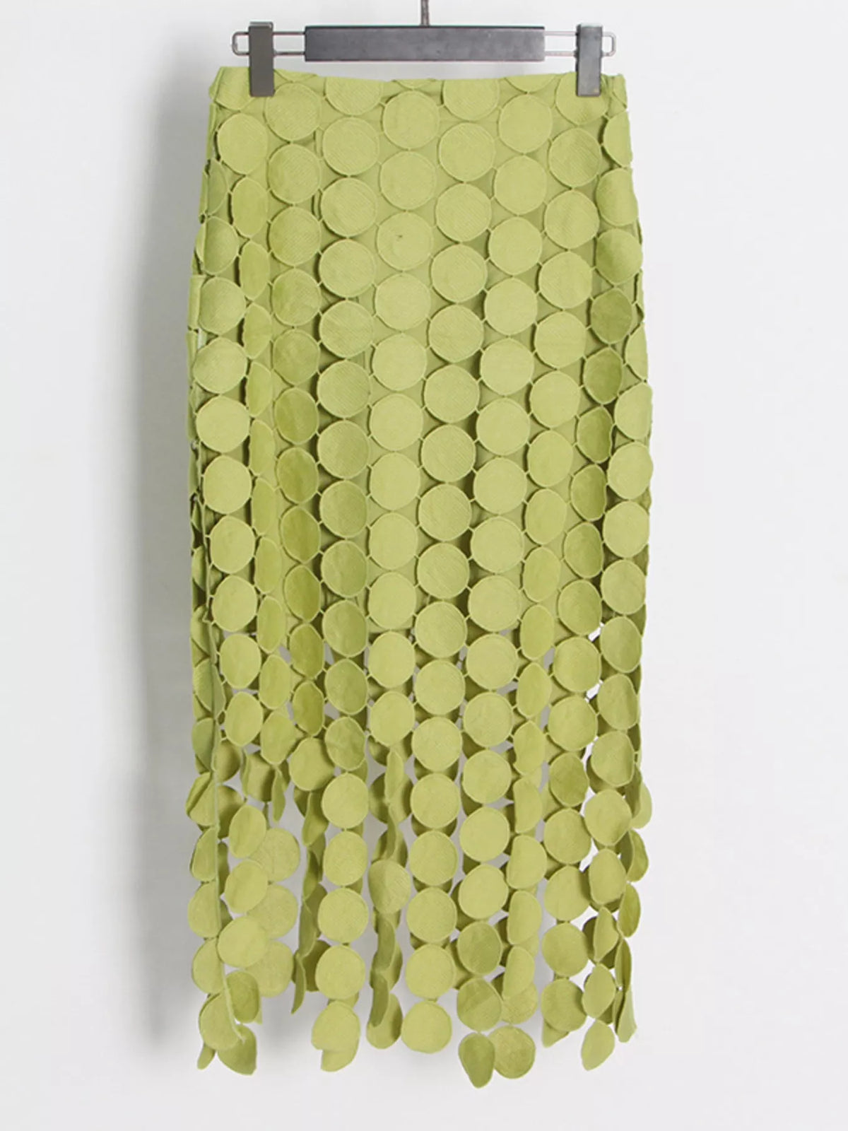 Fringe Midi Skirt with Asymmetrical Cutout