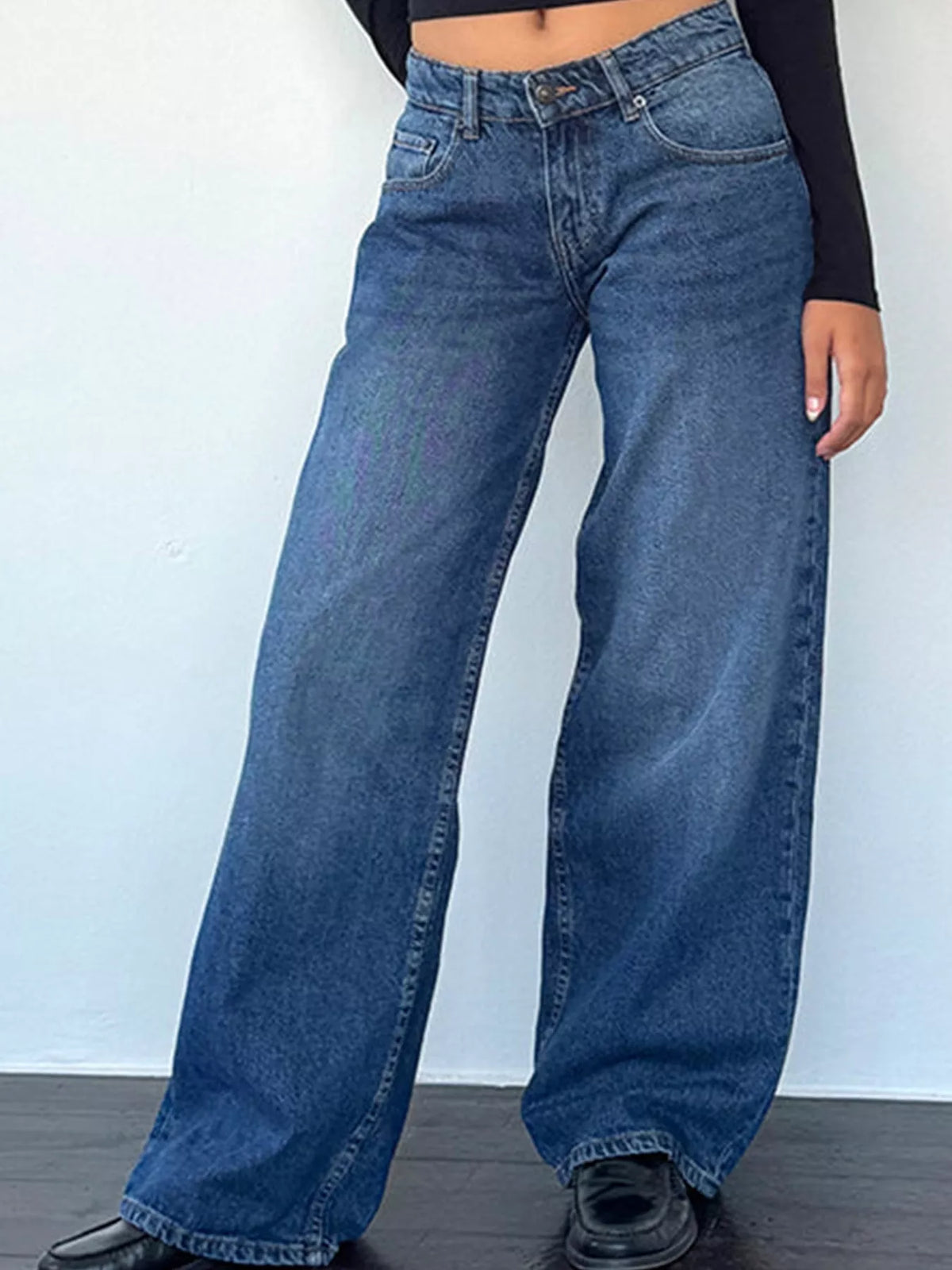 Wide-Leg Vintage Wash Jeans
