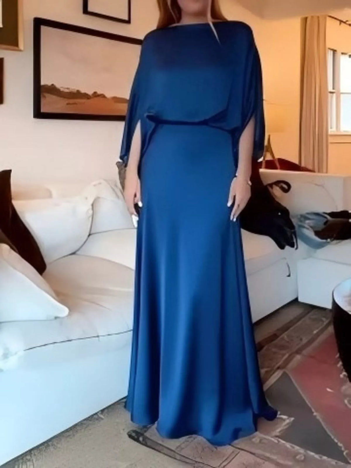 Batwing Sleeve Ruched Maxi Dress