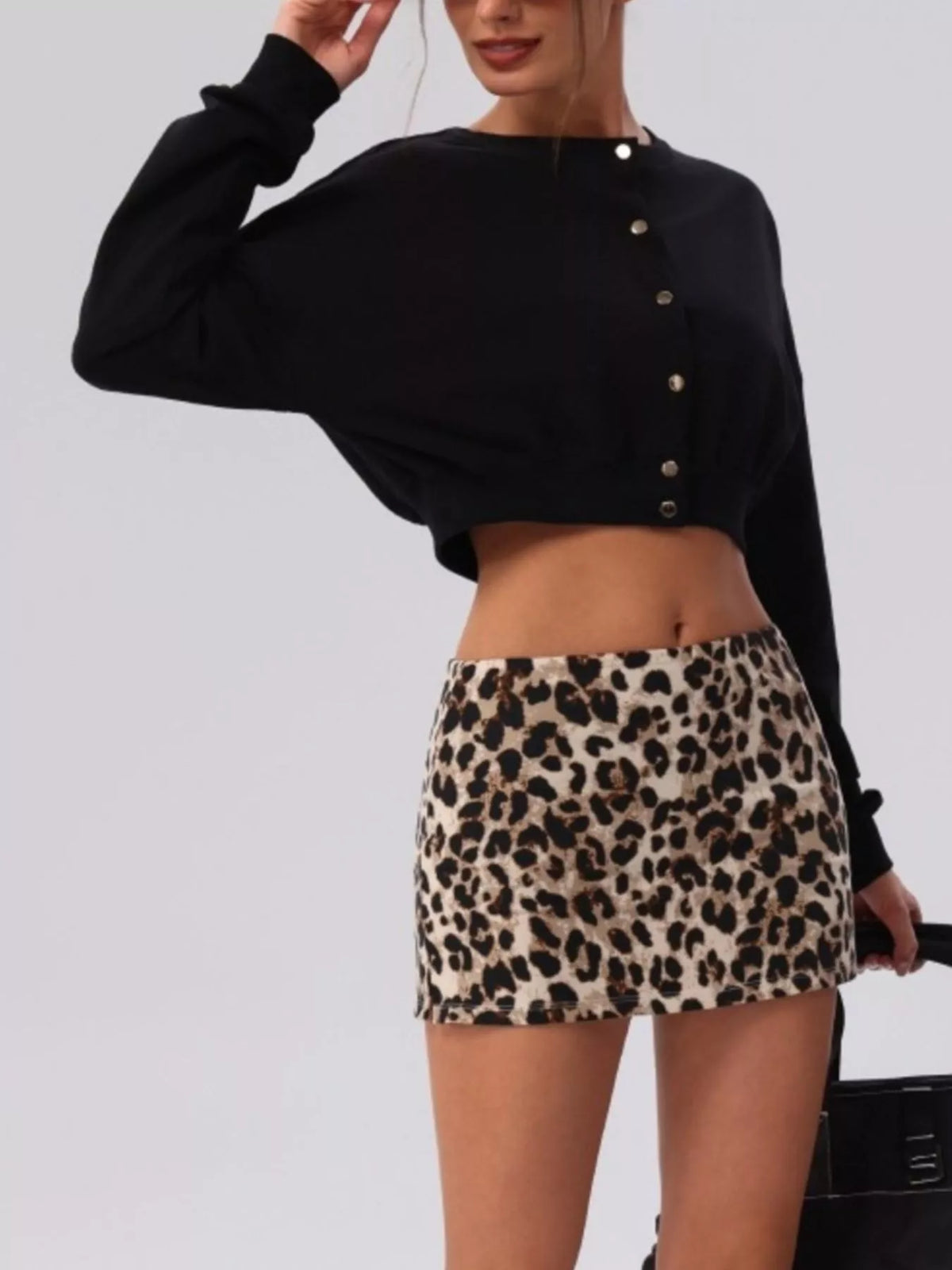 Cropped Button-Down Active Top
