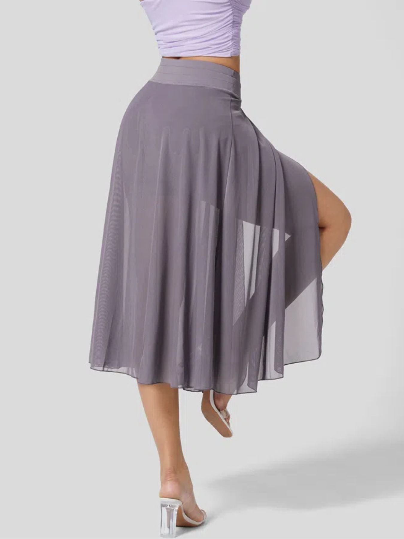 Slit Flowy Skirt with Built-In Shorts