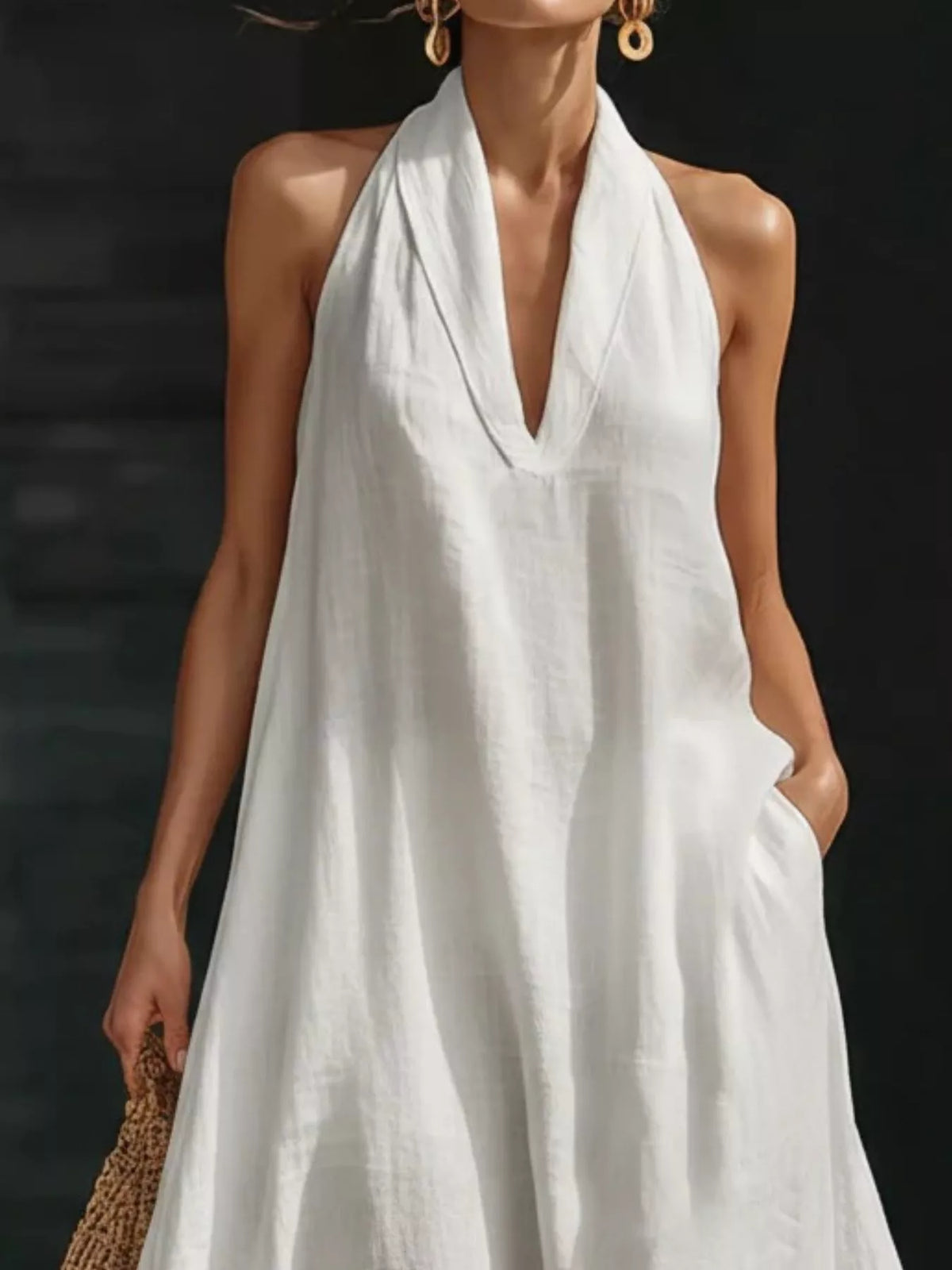 Halter Neck Maxi Dress with Pockets