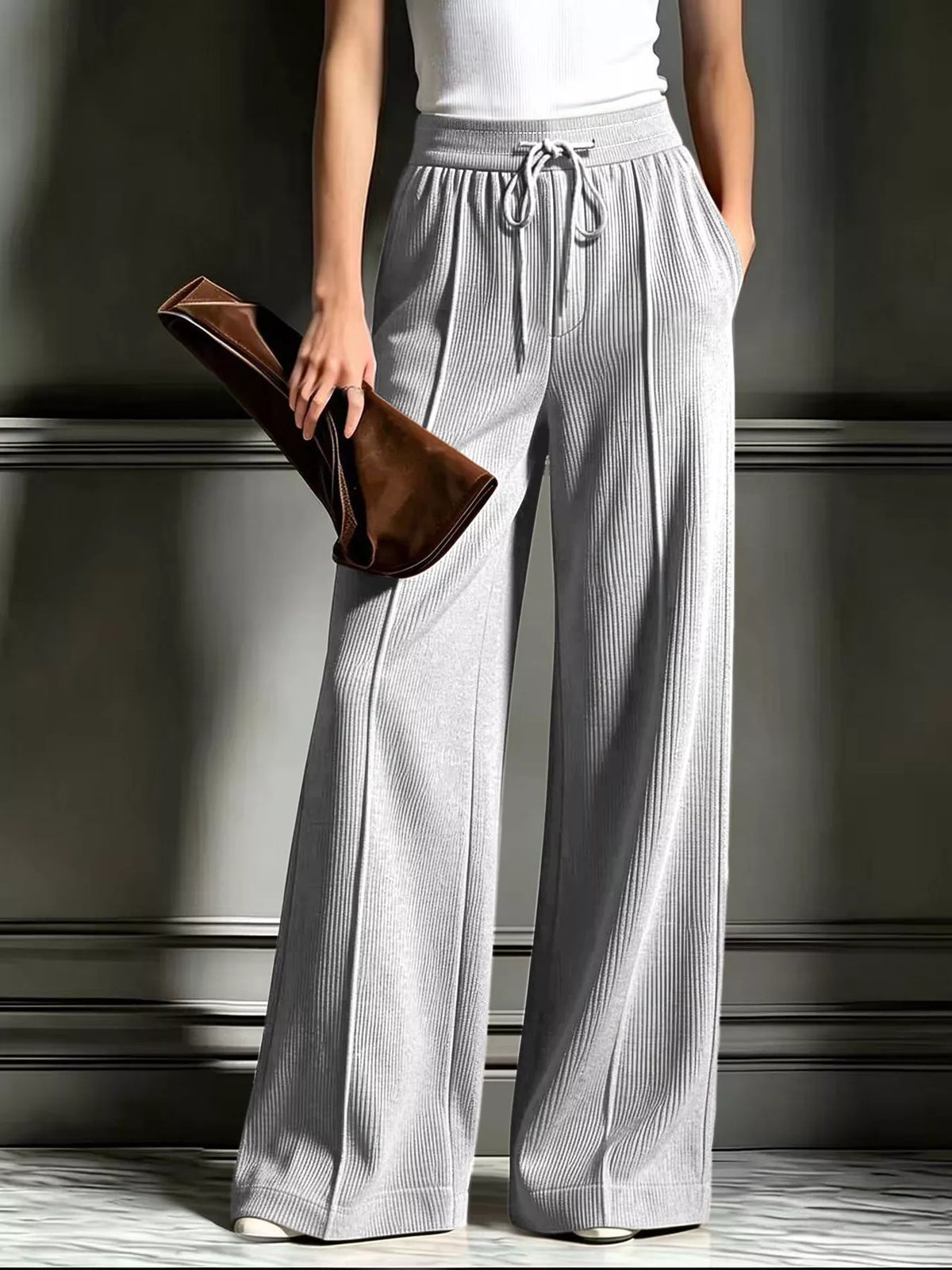 High-Waisted Wide-Leg Corduroy Pants