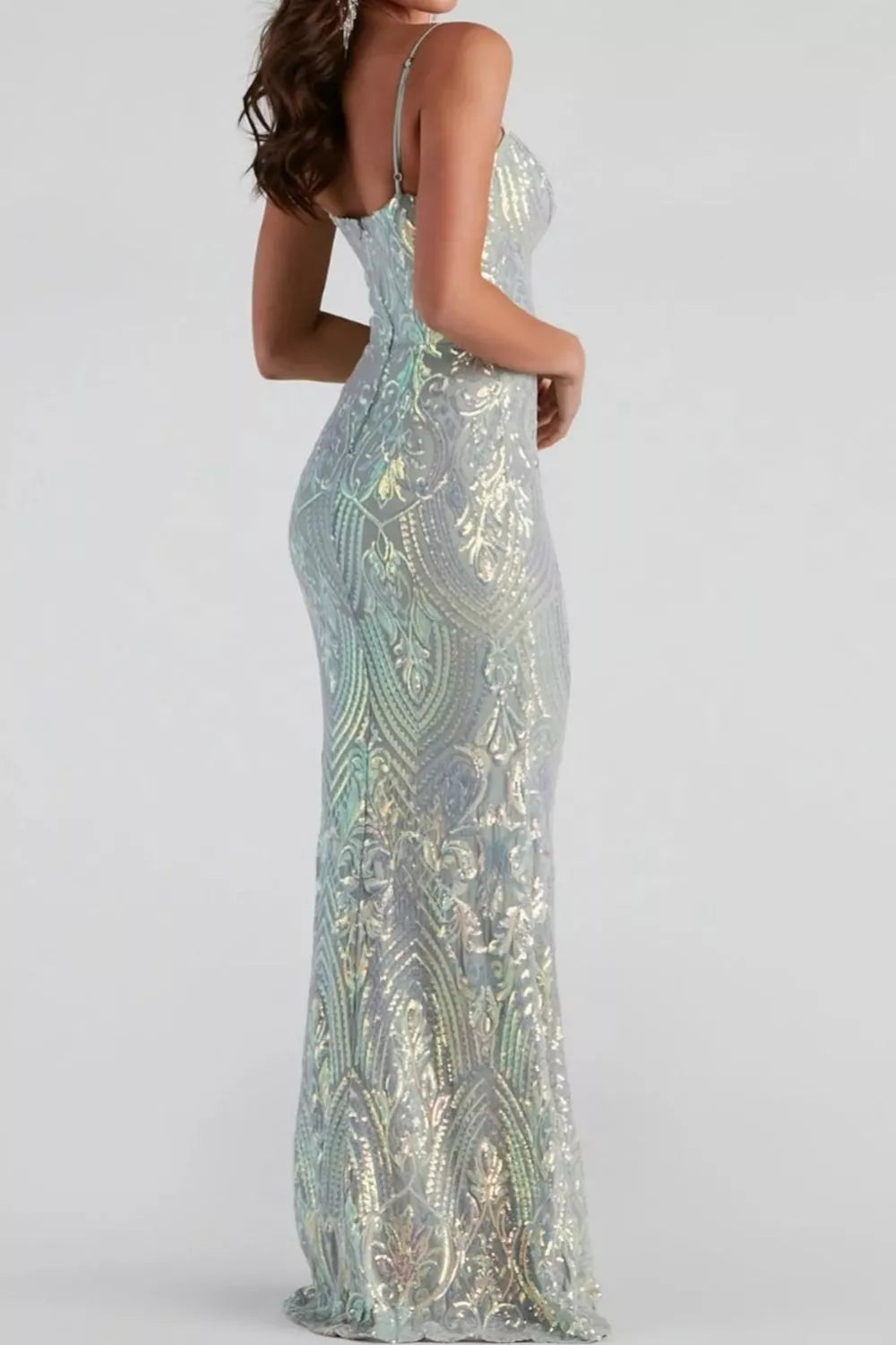 Sequin Mermaid Maxi Dress in Sky Blue