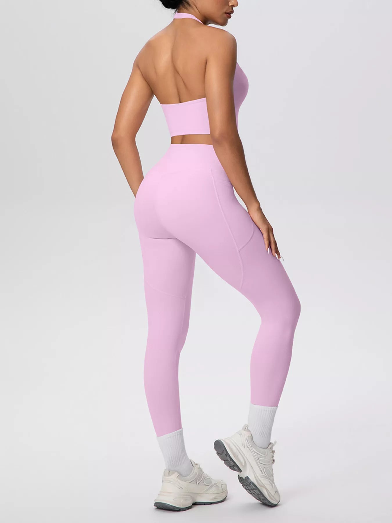 Halter Neck Crop Top and Leggings Active Set
