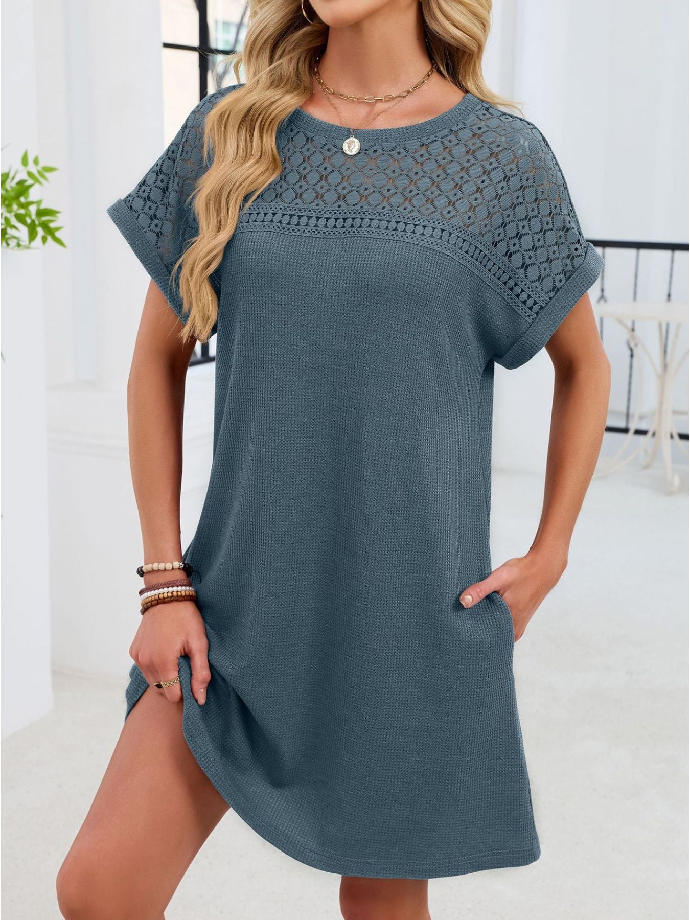 Lace Cutout T-Shirt Dress