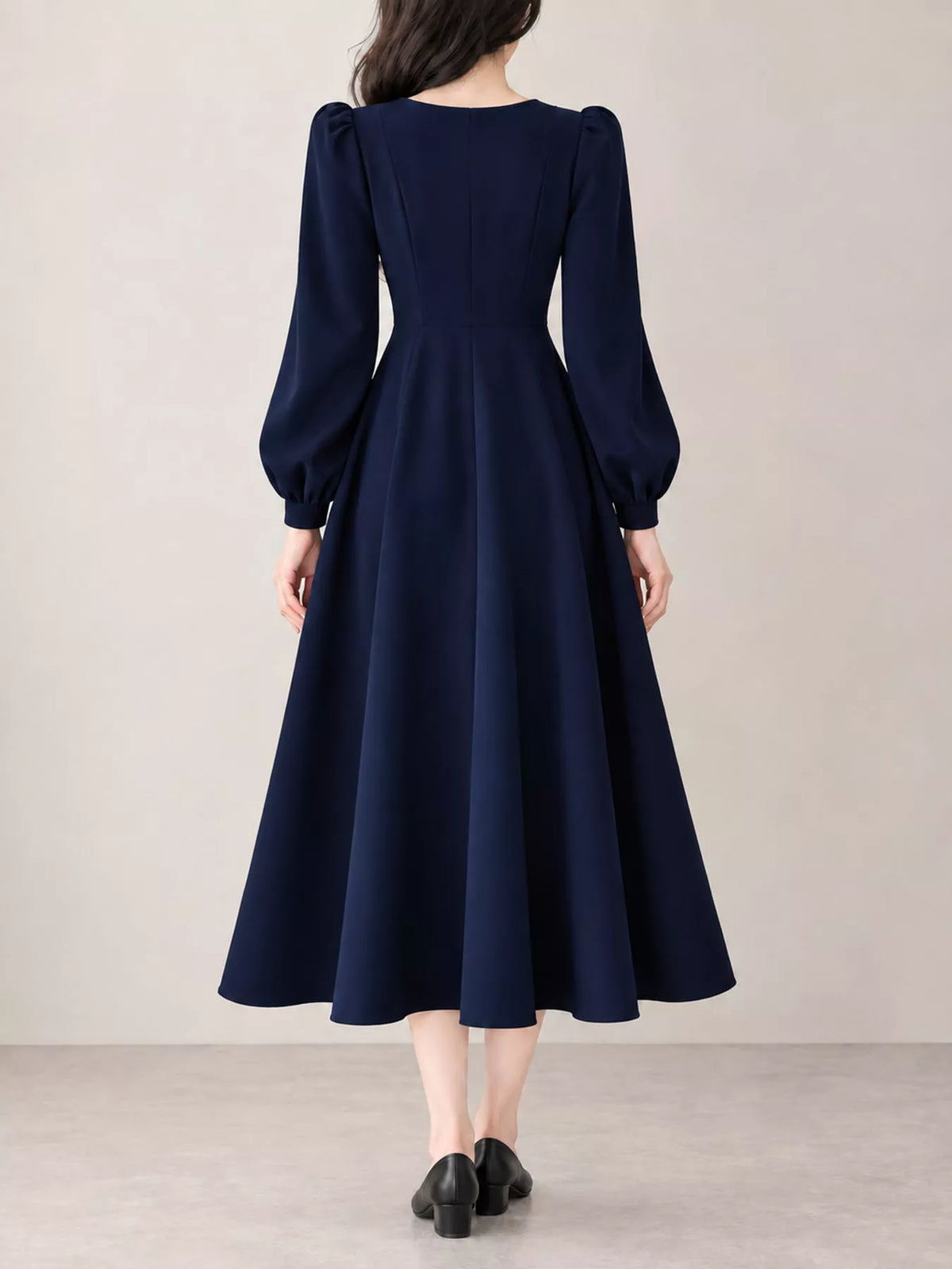 Long Sleeve A-Line Midi Dress