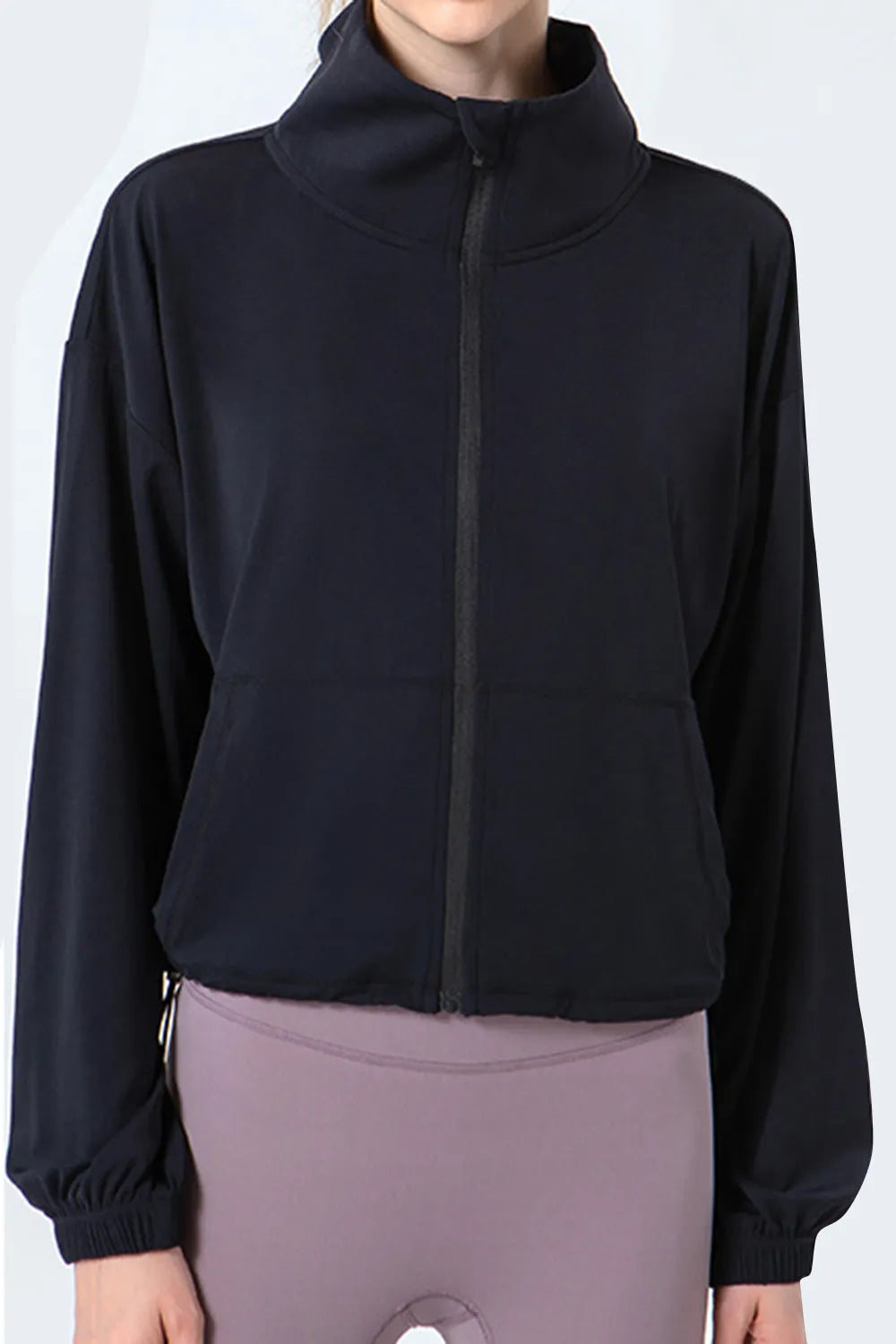 Drawstring Zip-Up Active Jacket