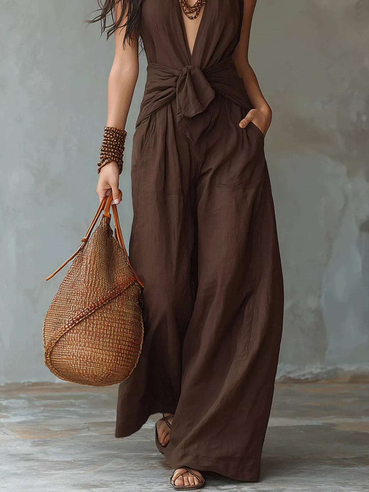 Backless Halter Neck Wide Leg Jumpsuit