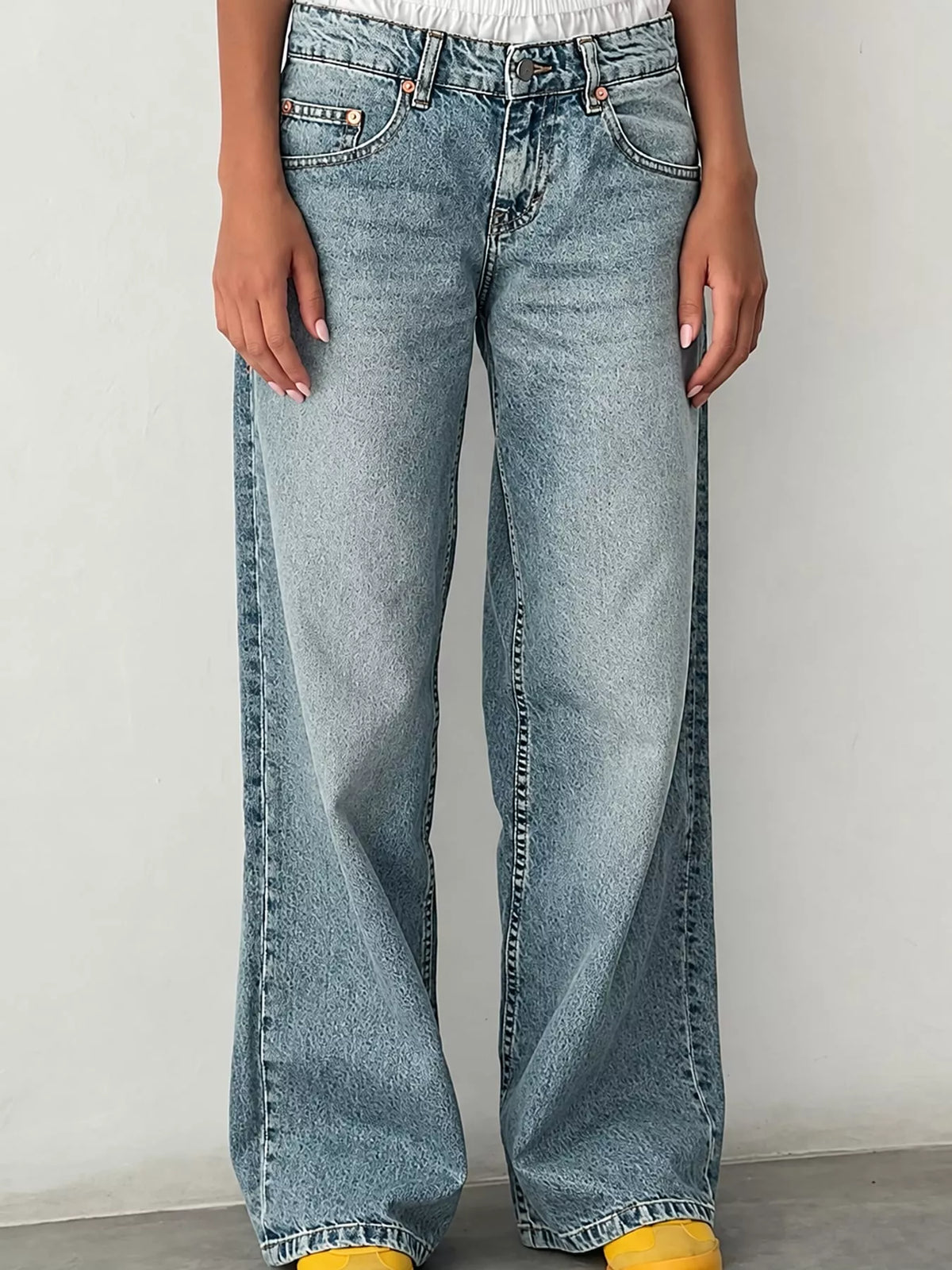 Wide-Leg Vintage Wash Jeans