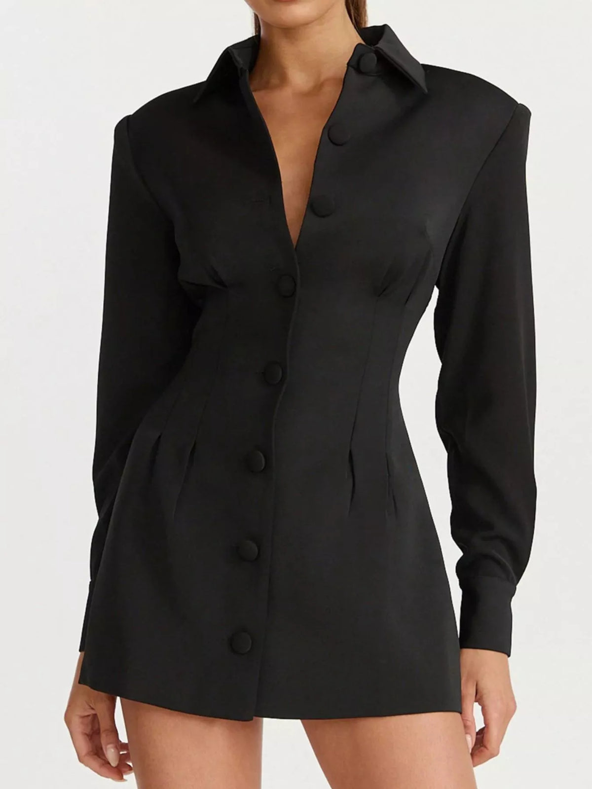 Corset-Style Button-Down Blazer Dress