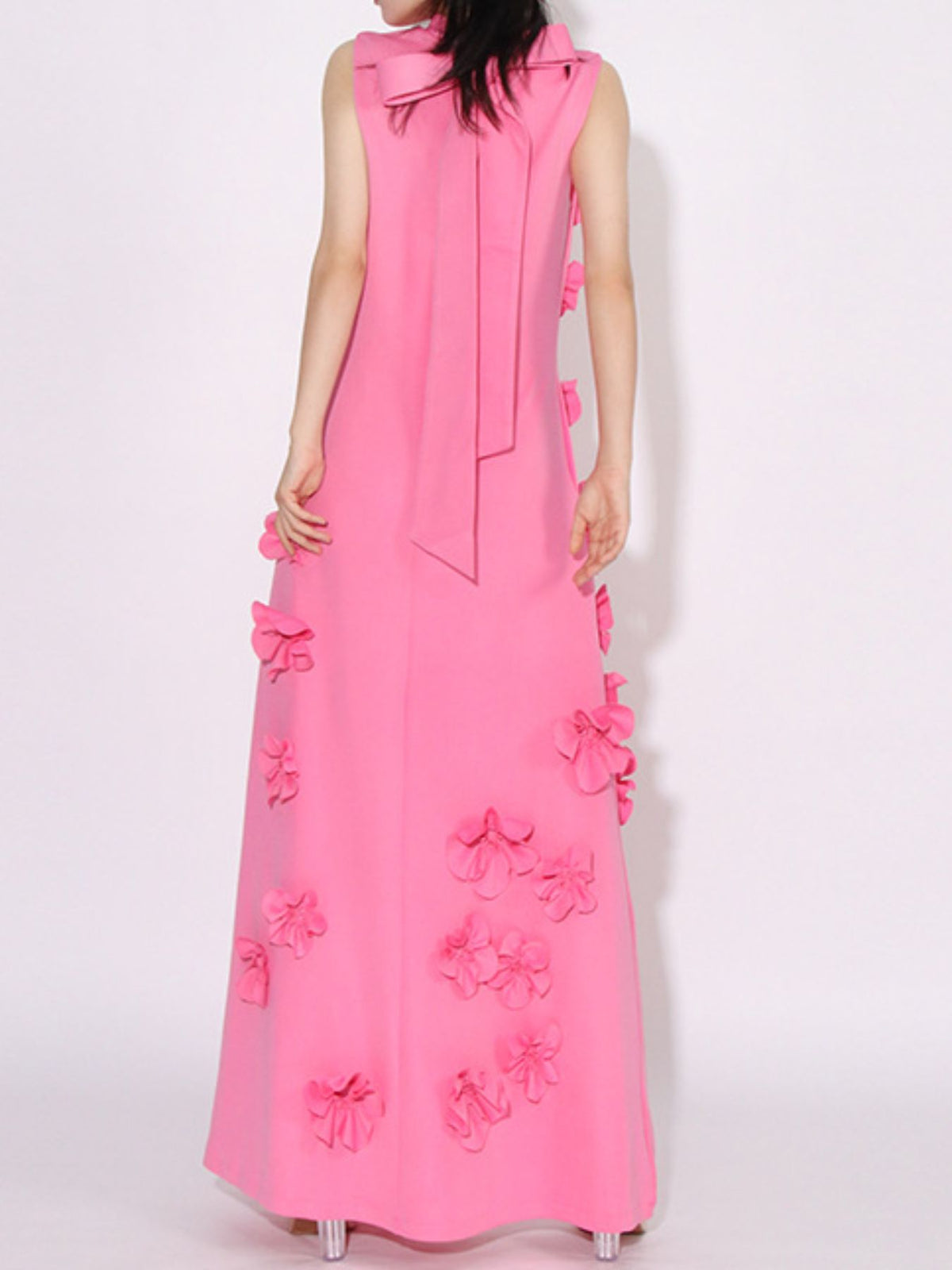 Floral Applique Maxi Dress in Pink