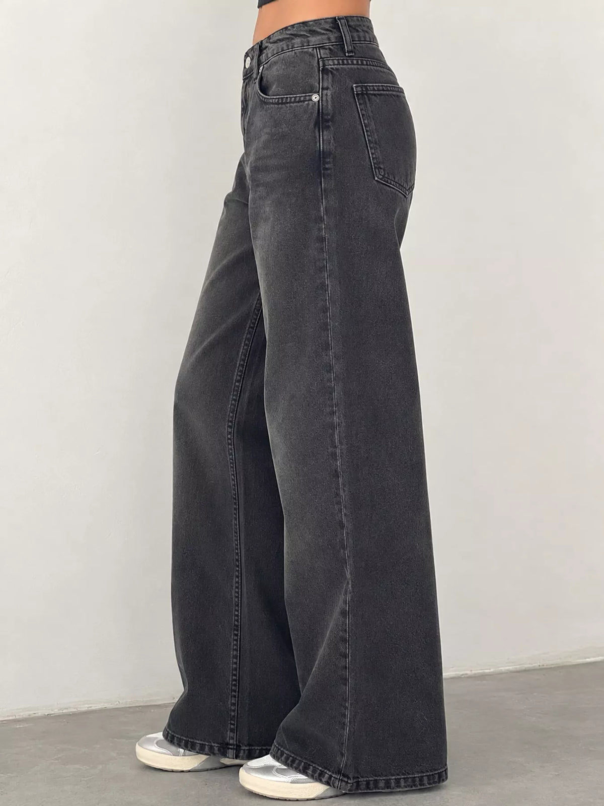 Wide-Leg Vintage Wash Jeans