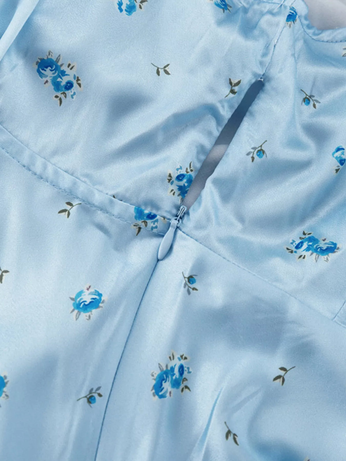 V-Neck Cap Sleeve Maxi Dress in Light Blue