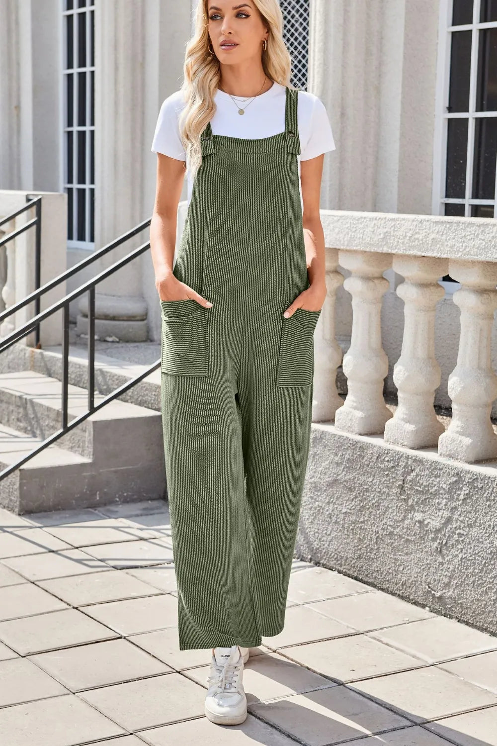 Square Neck Wide Strap Overalls