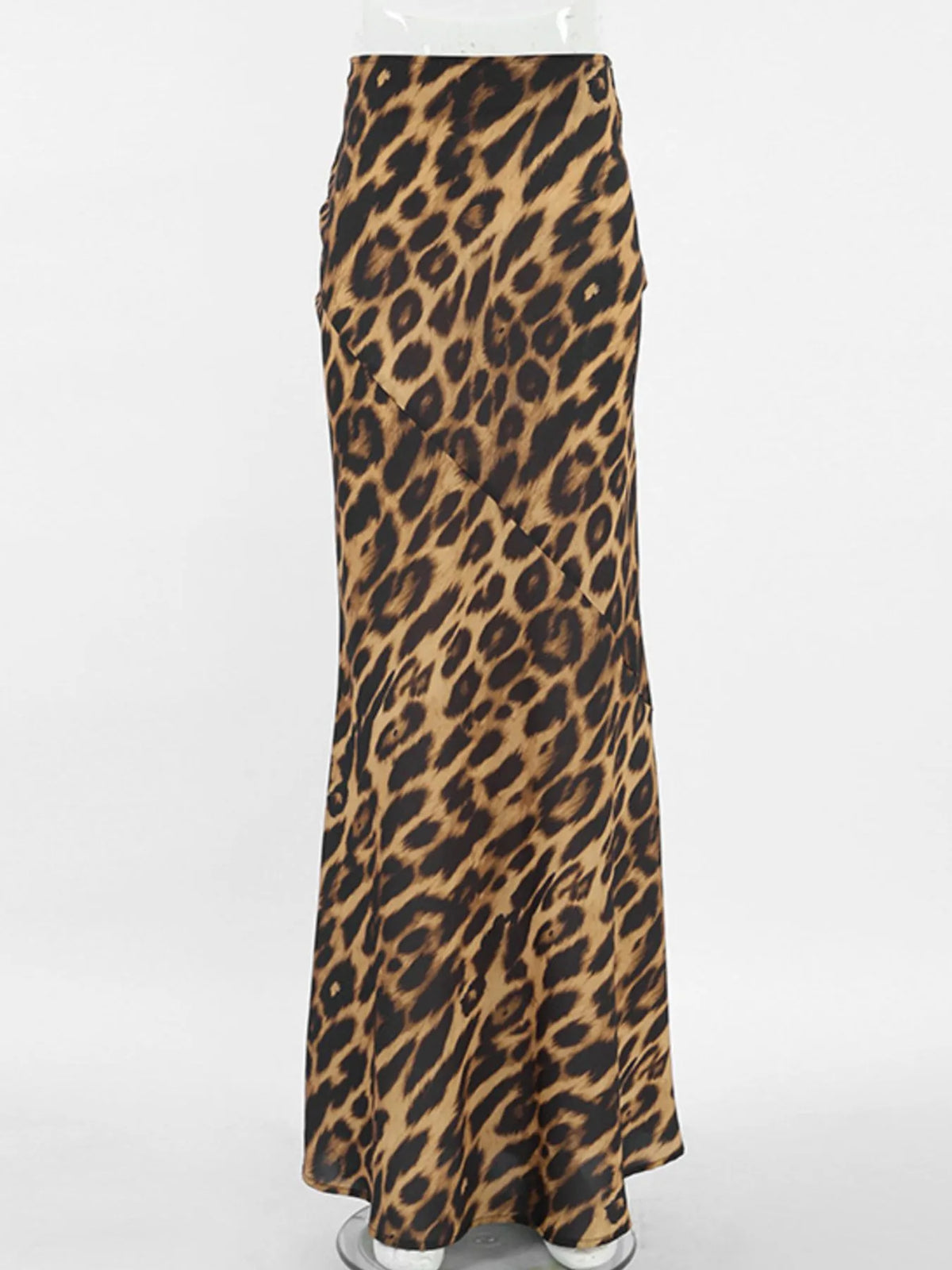 High Waist Flare Maxi Skirt in Leopard Print