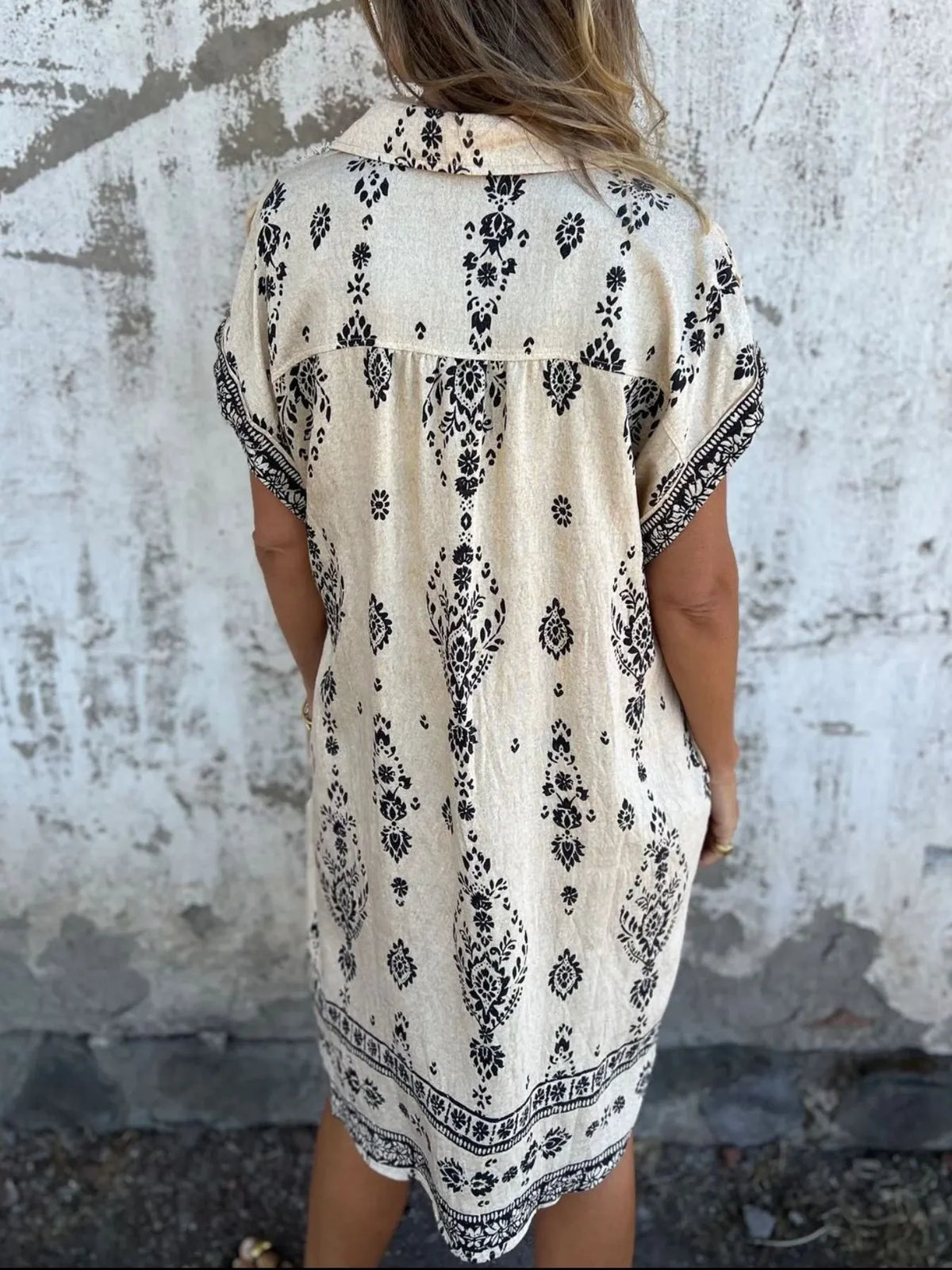 Printed Button-Up Shirt Dress