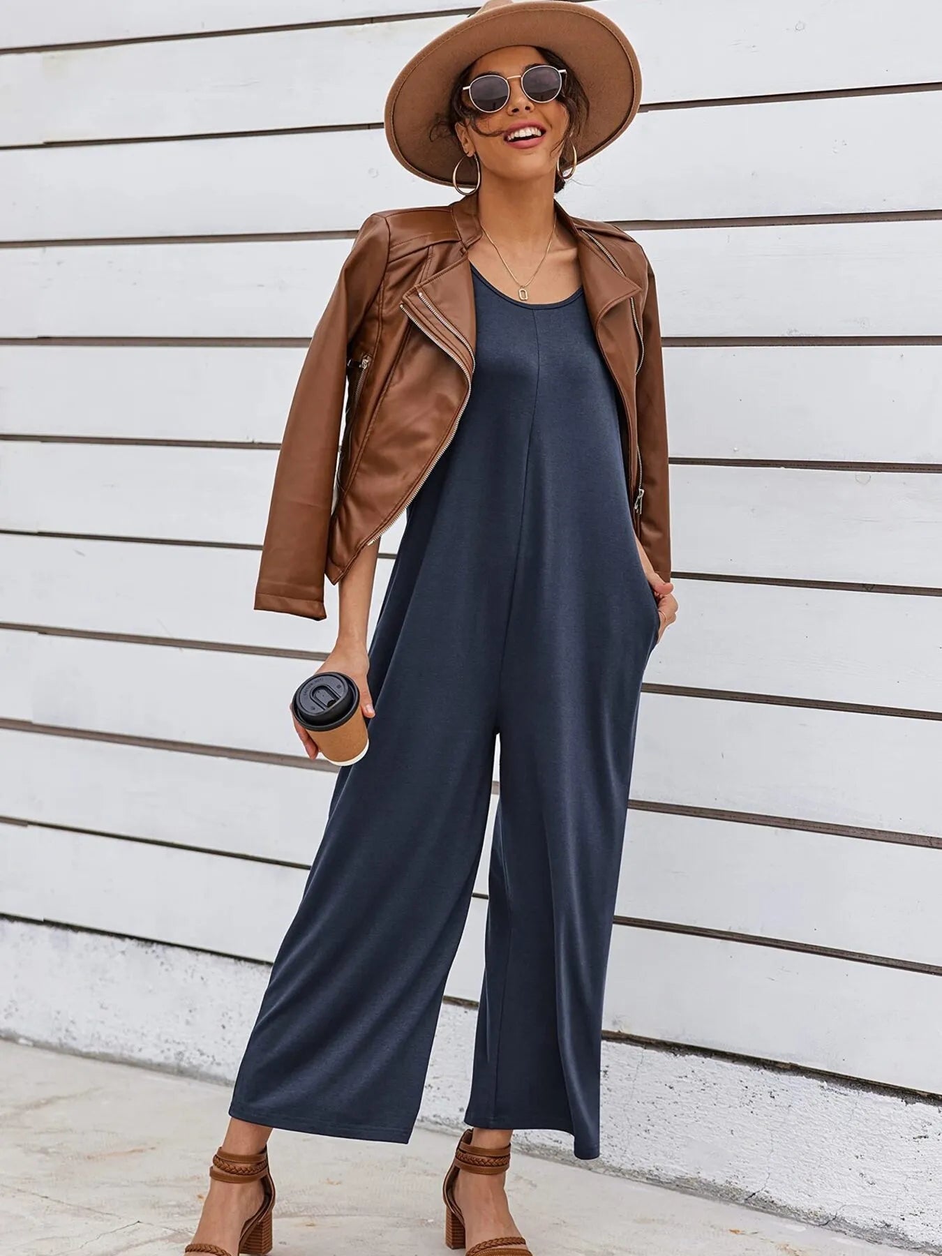 Sleeveless Wide Leg Jumpsuit