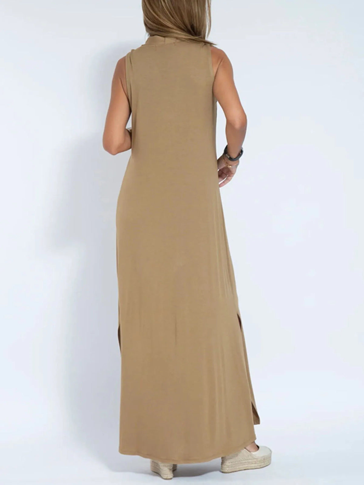 V-Neck Sleeveless Maxi Dress with Slit