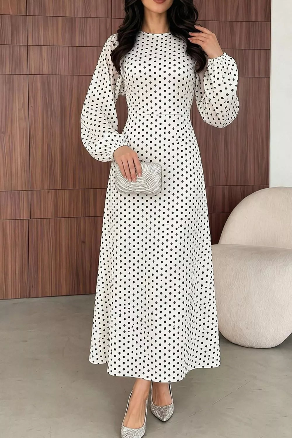 Polka Dot Tie-Waist Maxi Dress