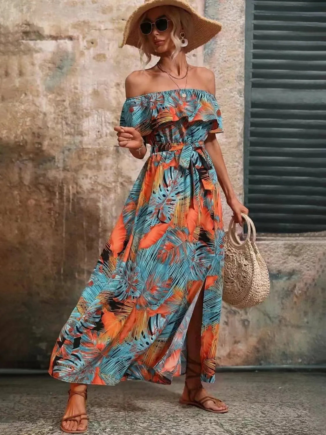 Ruffled Off-Shoulder Maxi Dress