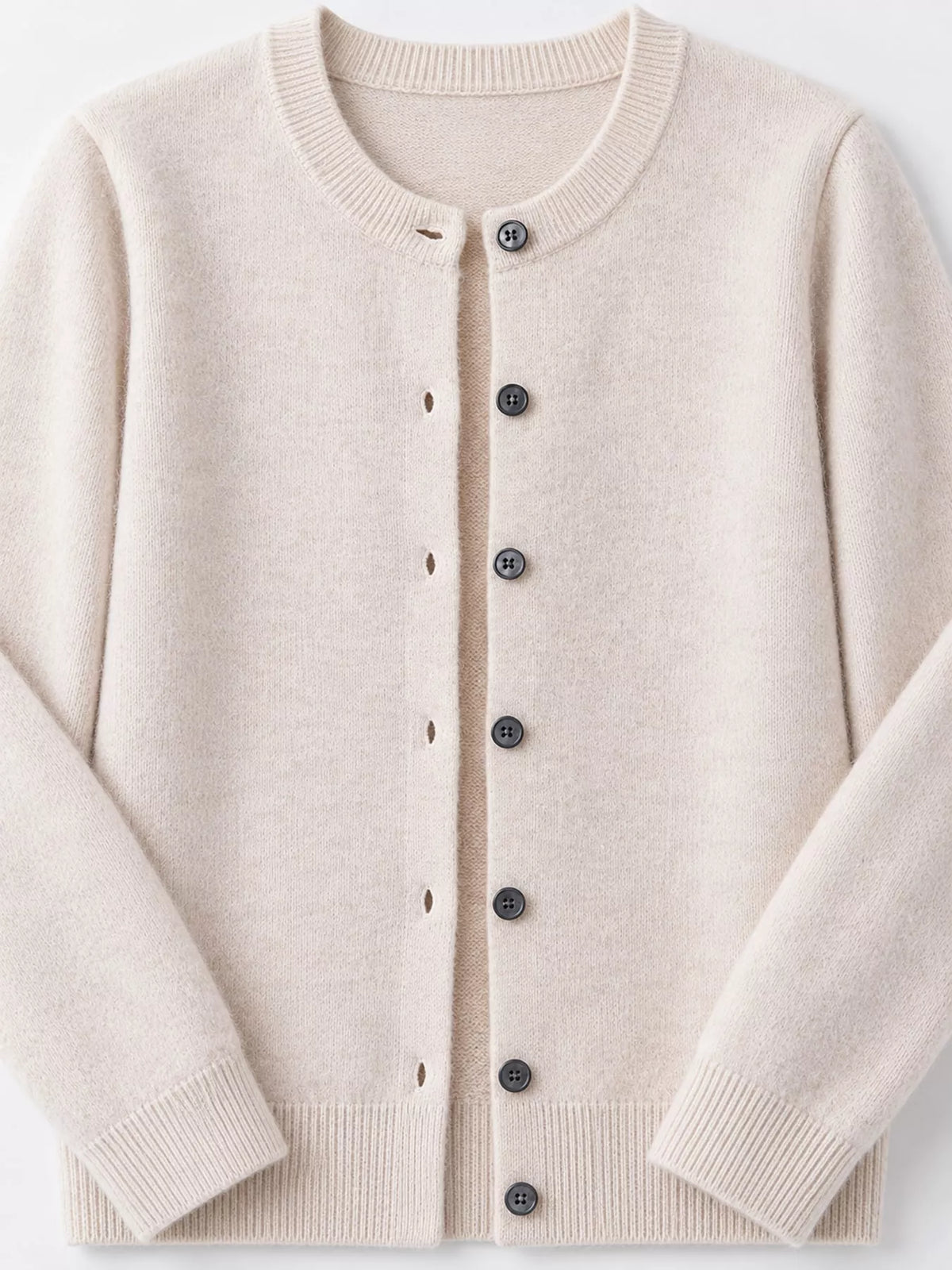Crew Neck Button-Down Cardigan