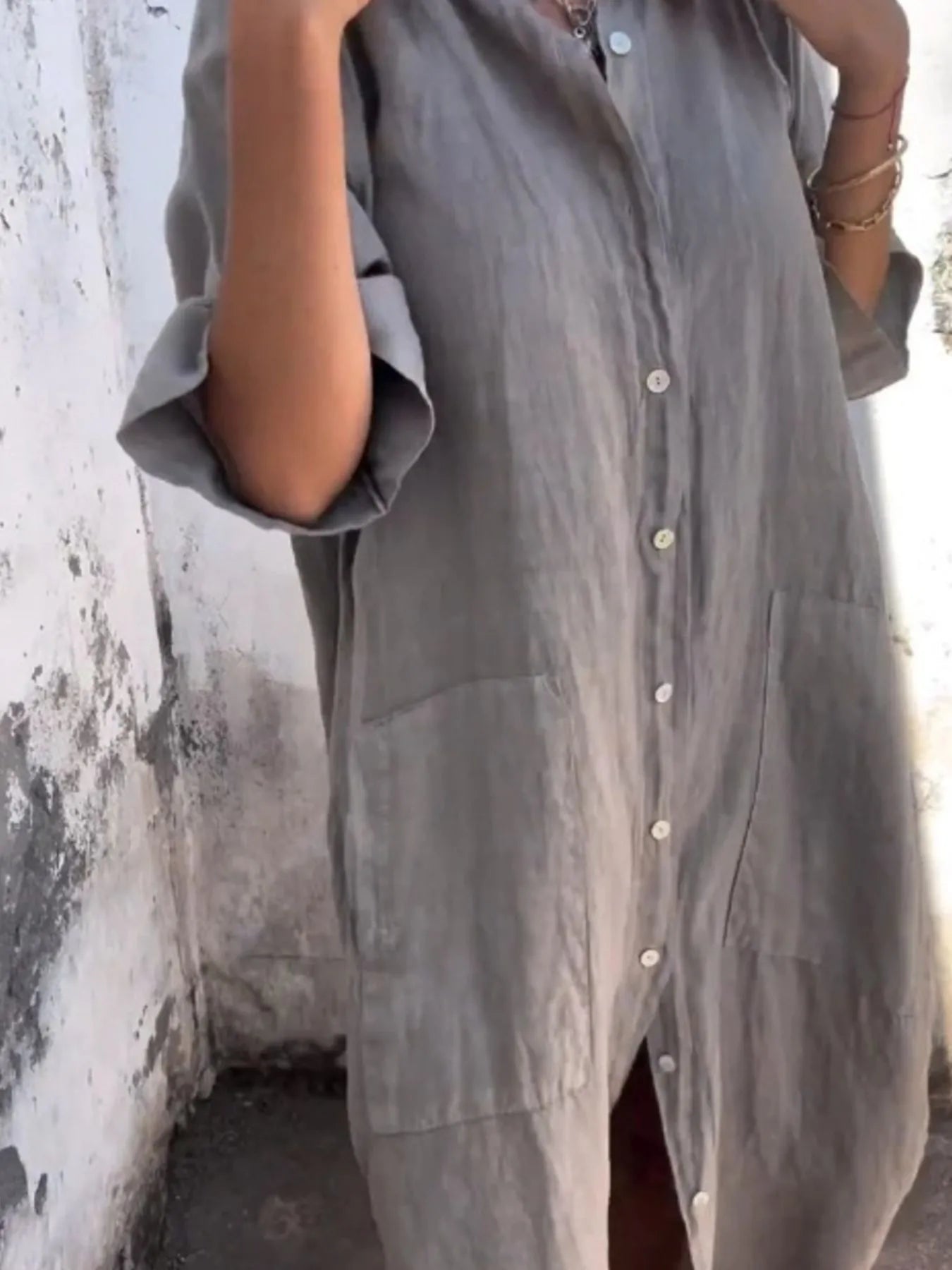 Linen Button-Down Shirt Dress