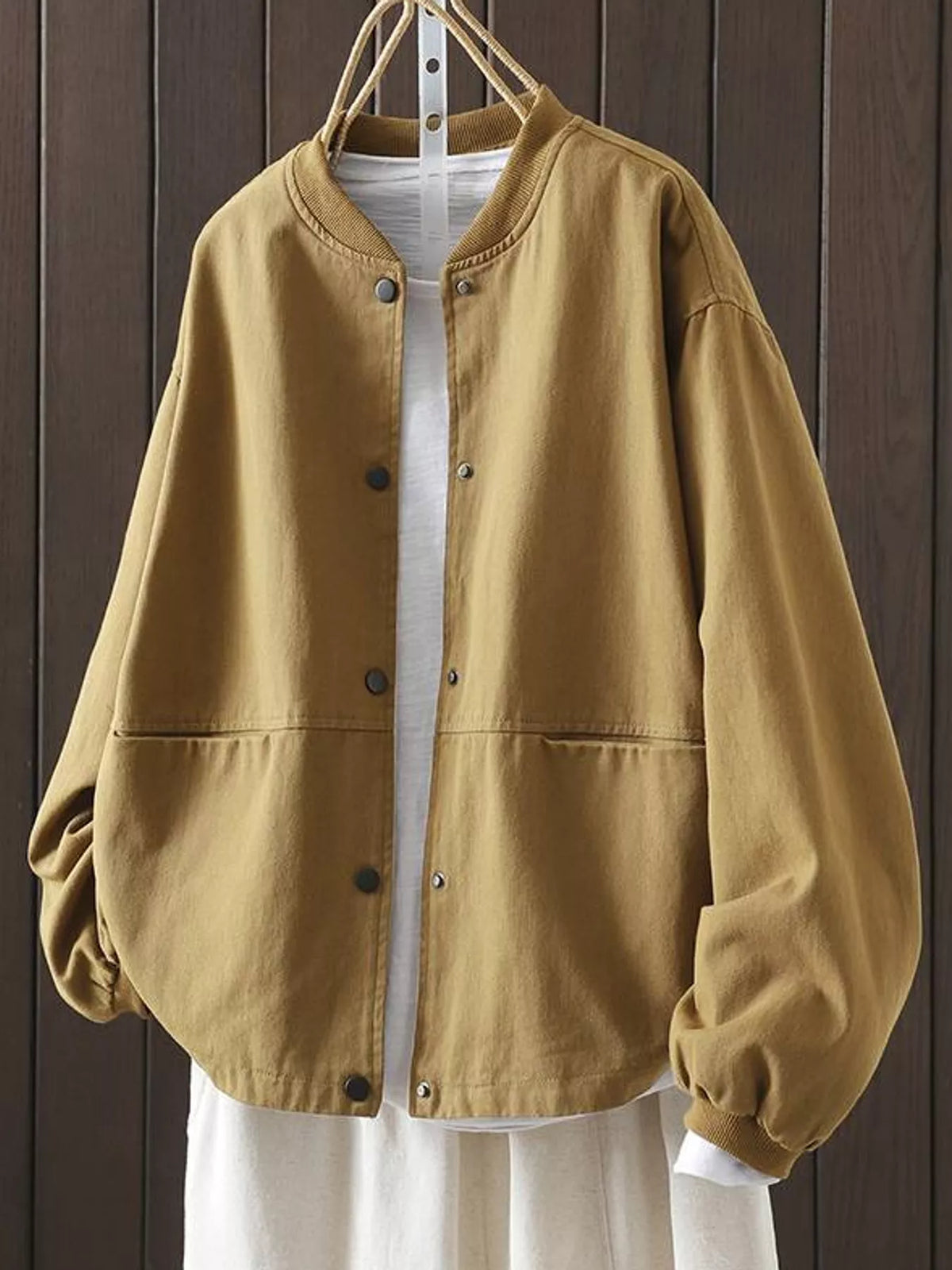 Snap-Front Dropped Shoulder Jacket