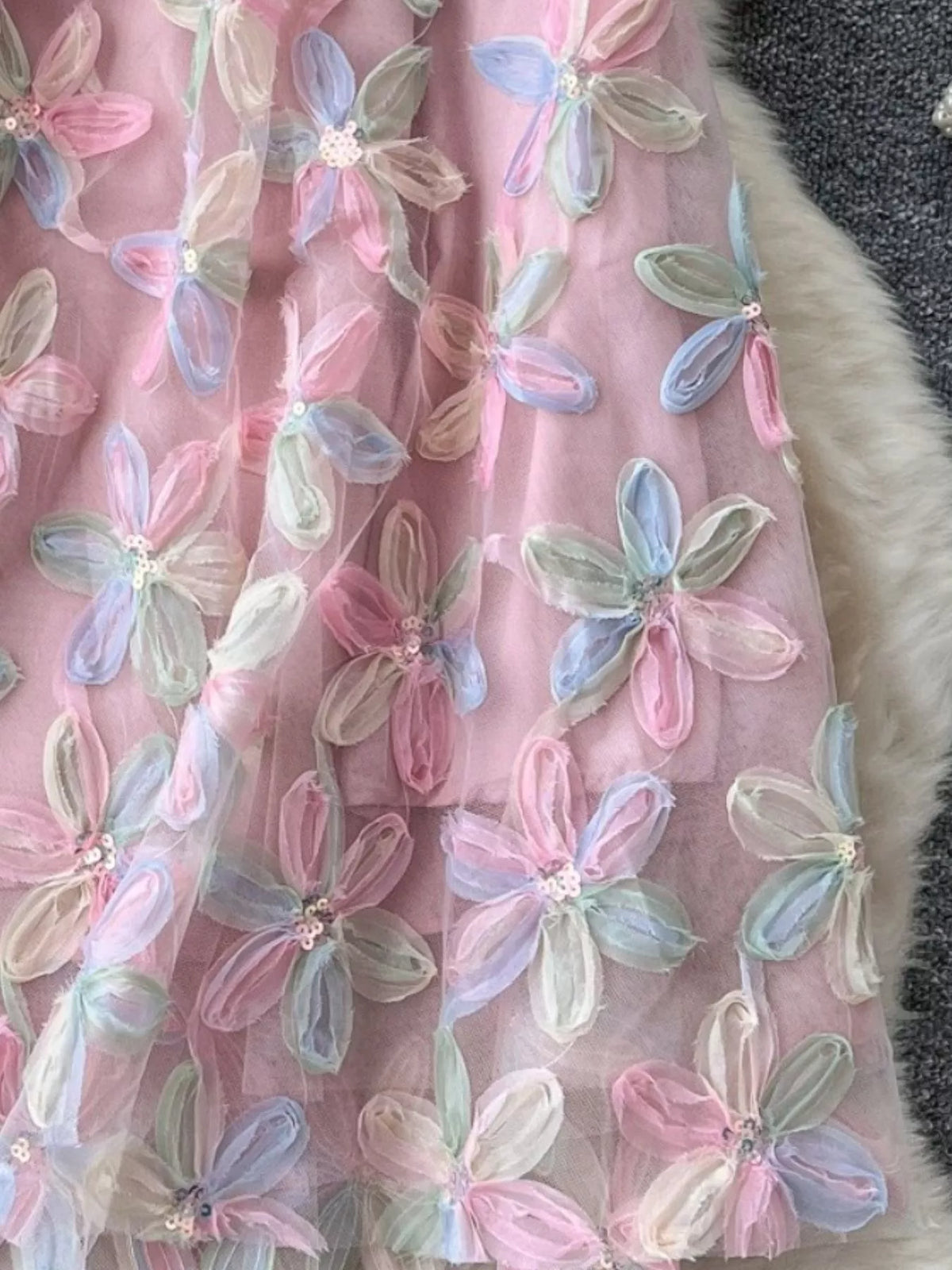 Floral Mesh Layered Skirt