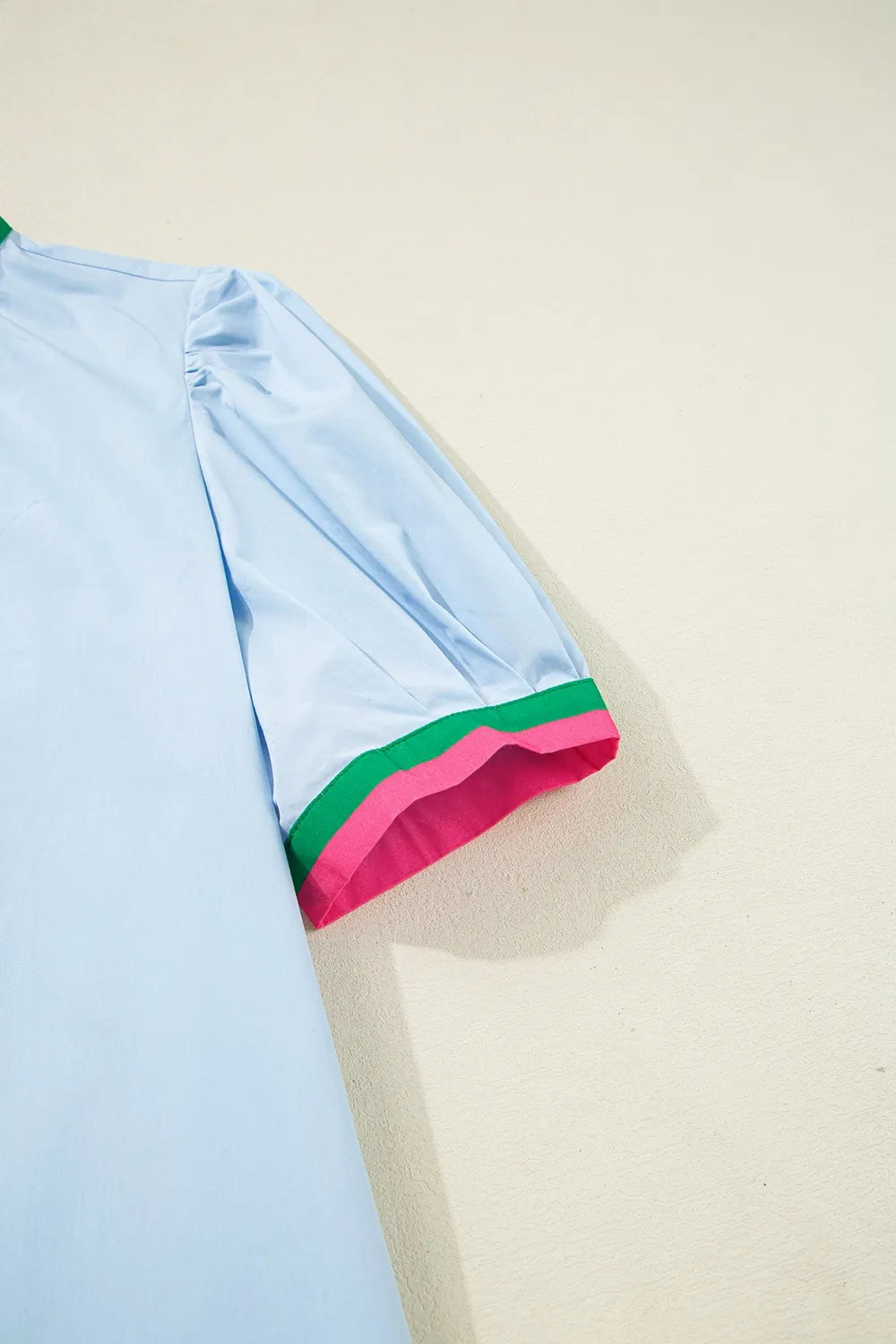 Puff-Sleeve Swing Dress in Light Blue