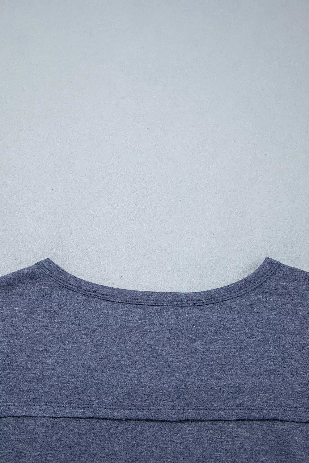 Raw Seam Patchwork Top and Pants Set in Dusty Blue
