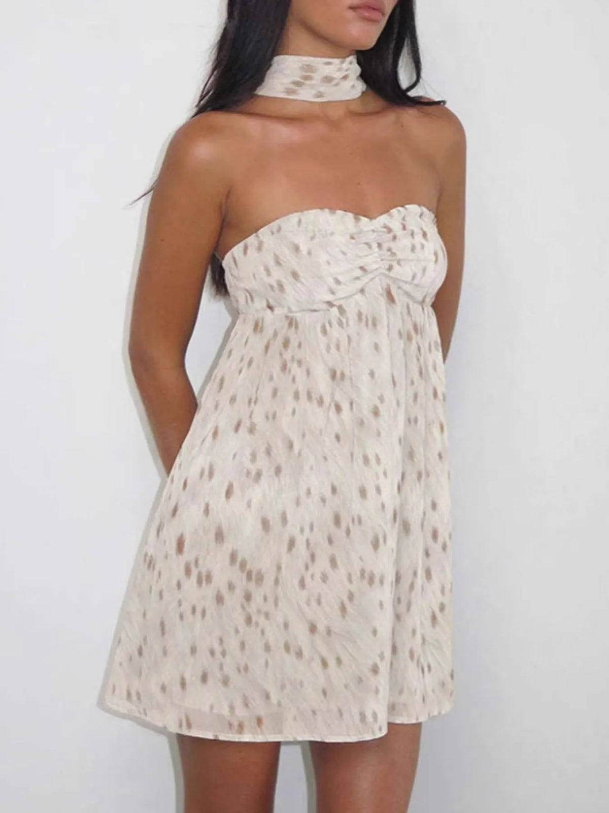 Sweetheart Neck Tube Mini Dress in Apricot