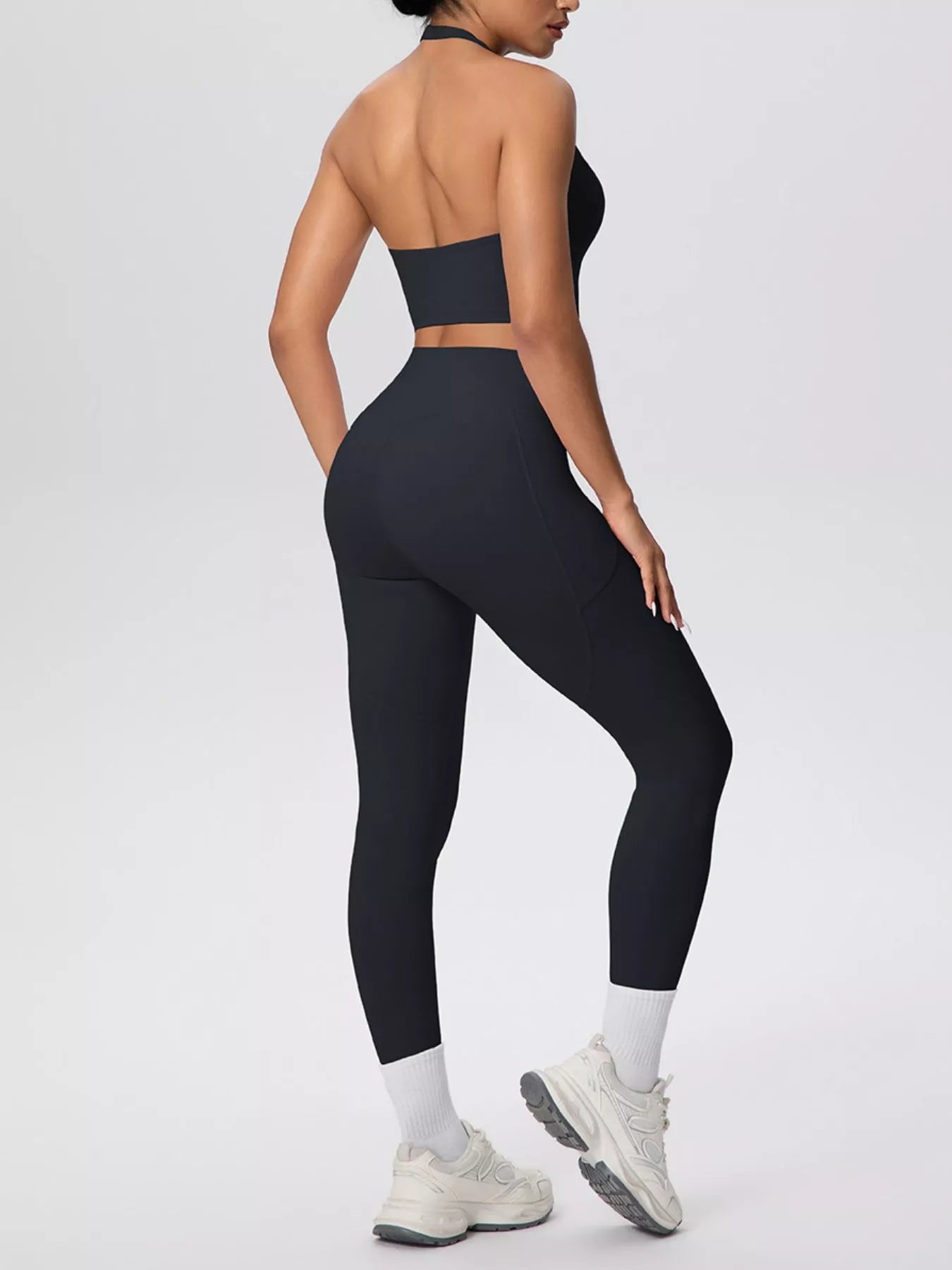 Halter Neck Crop Top and Leggings Active Set