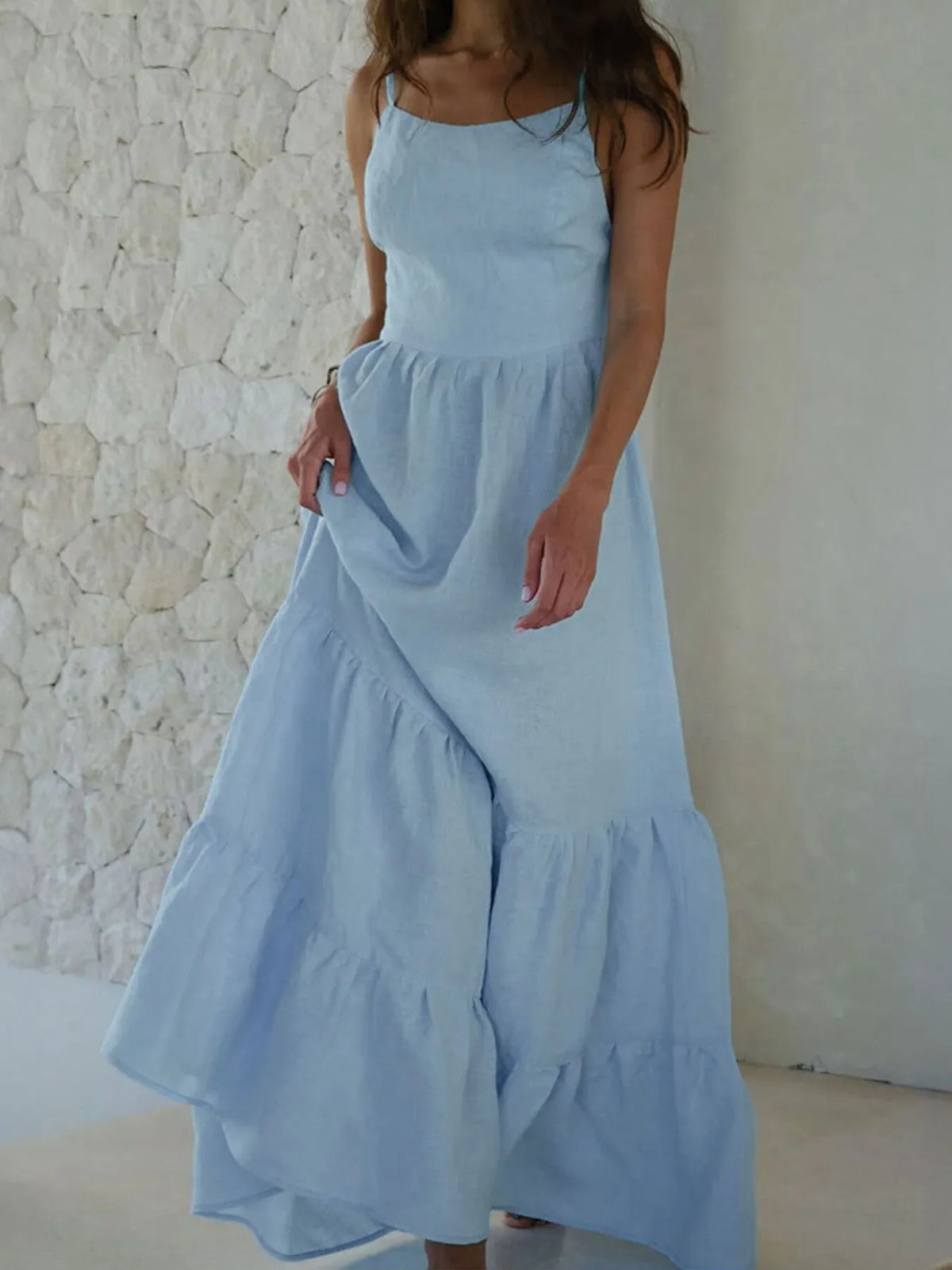 Backless Tiered Maxi Cami Dress