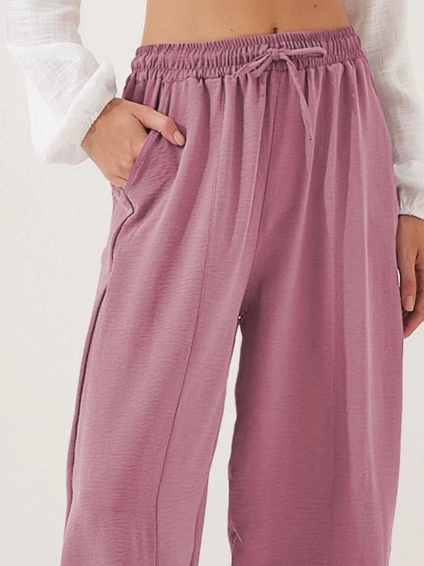 Drawstring Wide Leg Cropped Pants