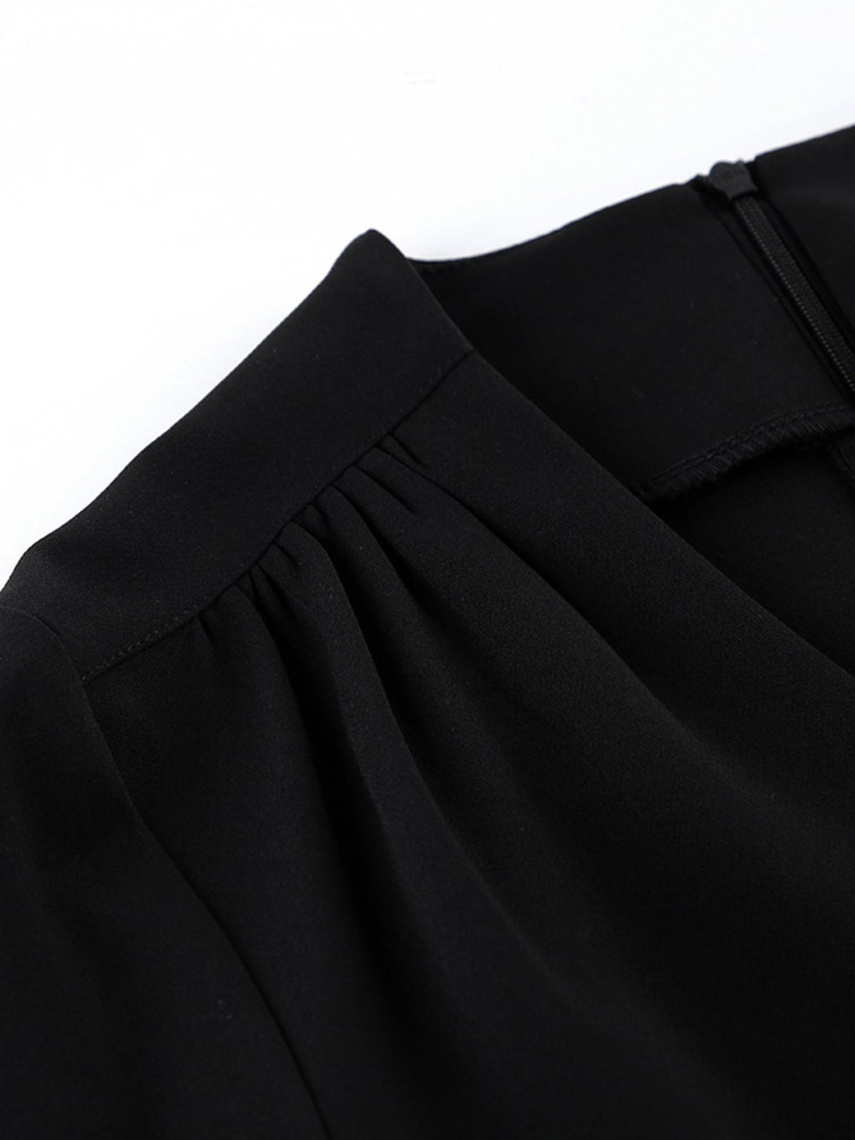 Ruched Surplice Long Sleeve Dress in Black