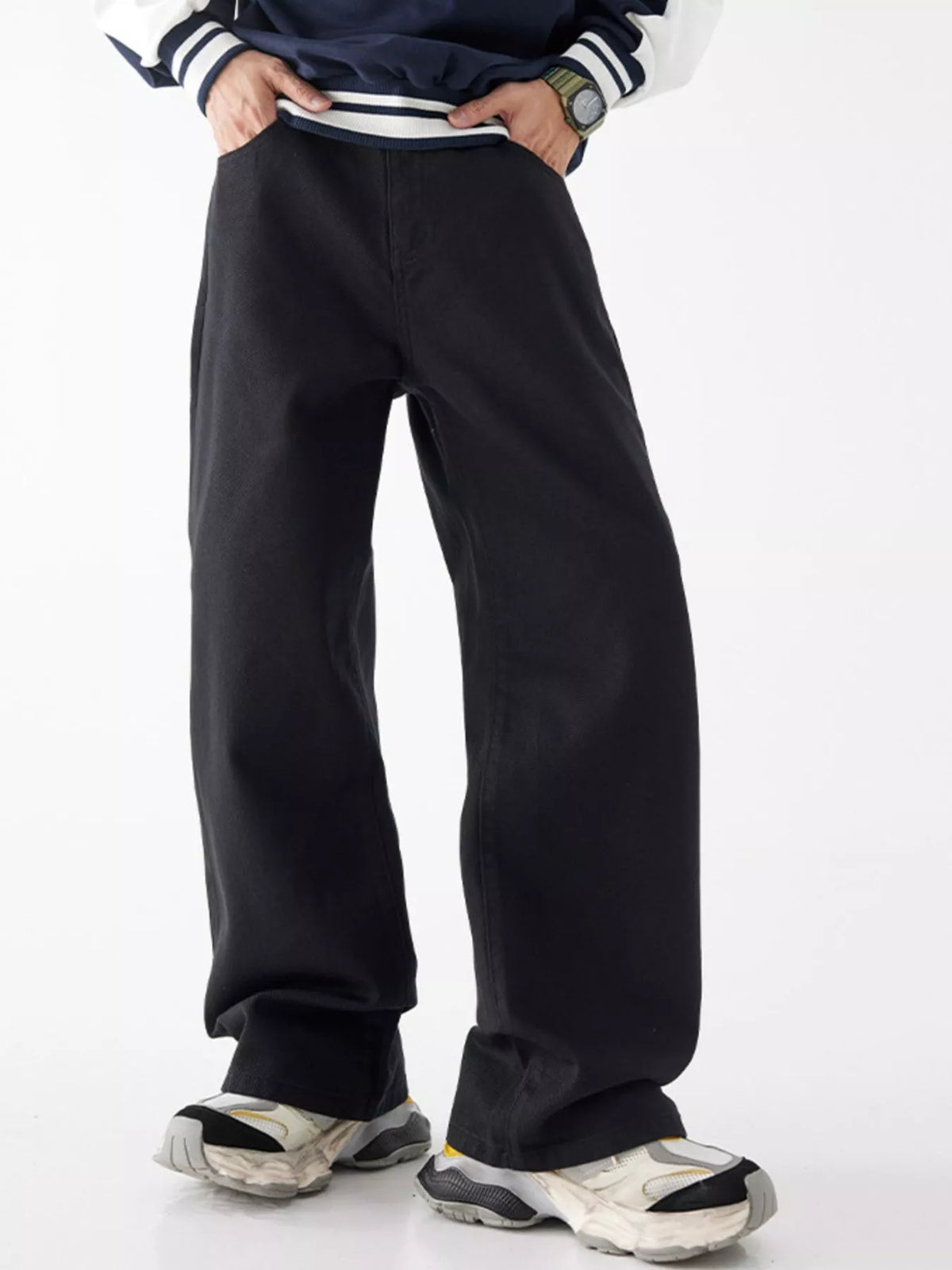 Wide Leg Jeans with Pockets by Fine Tune