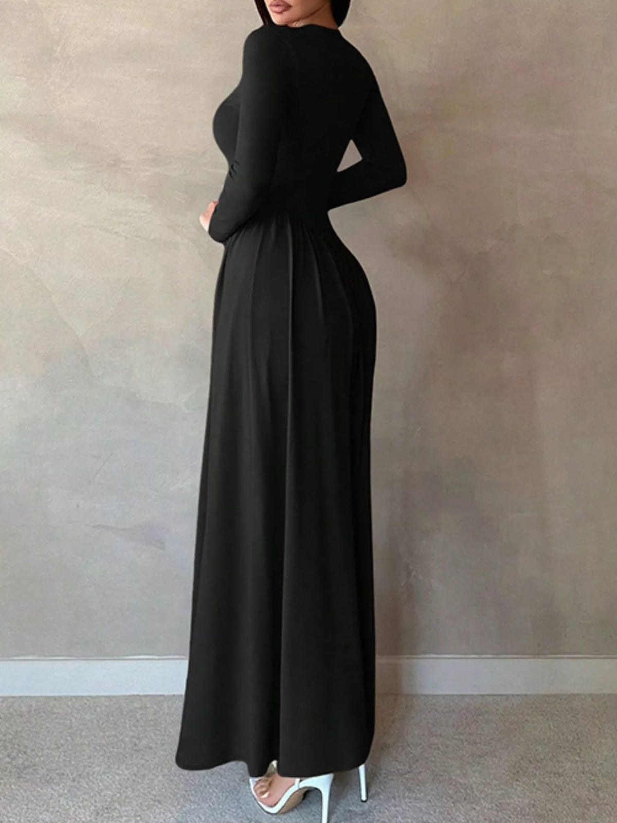 Long Sleeve Ruched A-Line Maxi Dress by Calliope