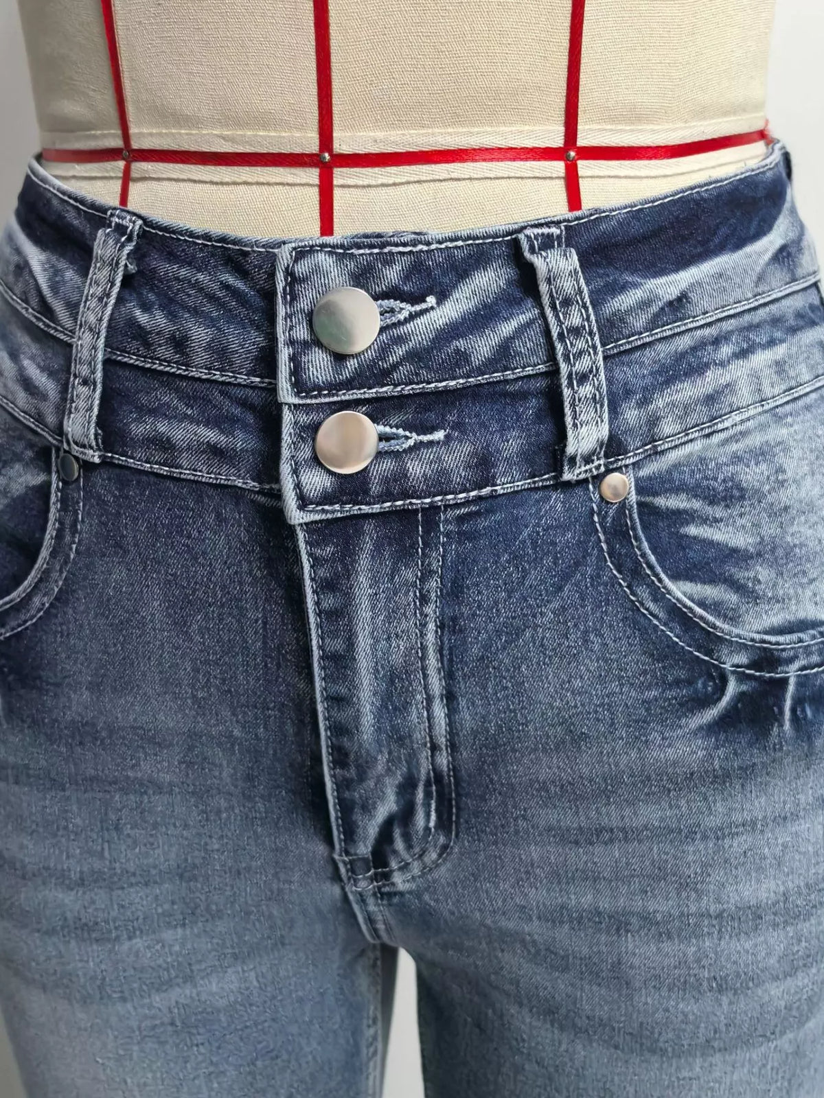 High-Waisted Flare Leg Jeans in Light Blue