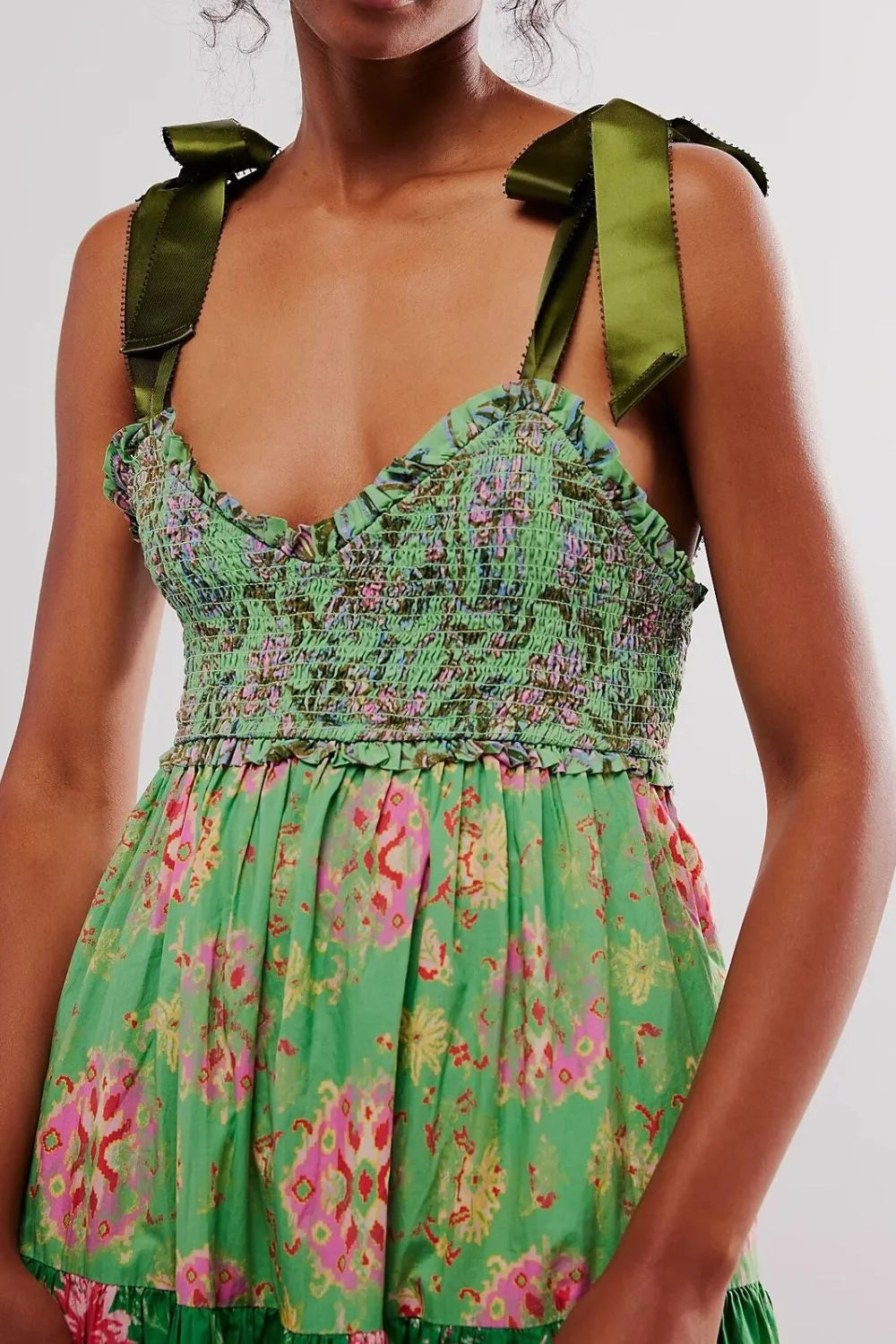 Floral Tiered Maxi Dress with Mixed Print