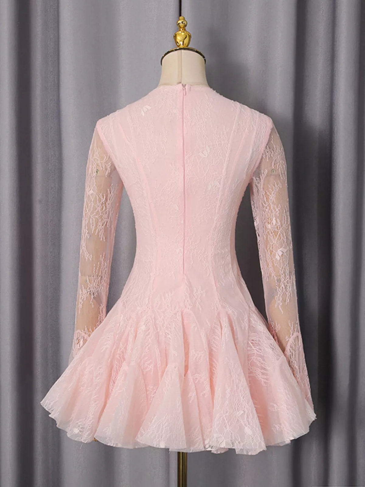Lace Flare Sleeve Mini Dress in Pink