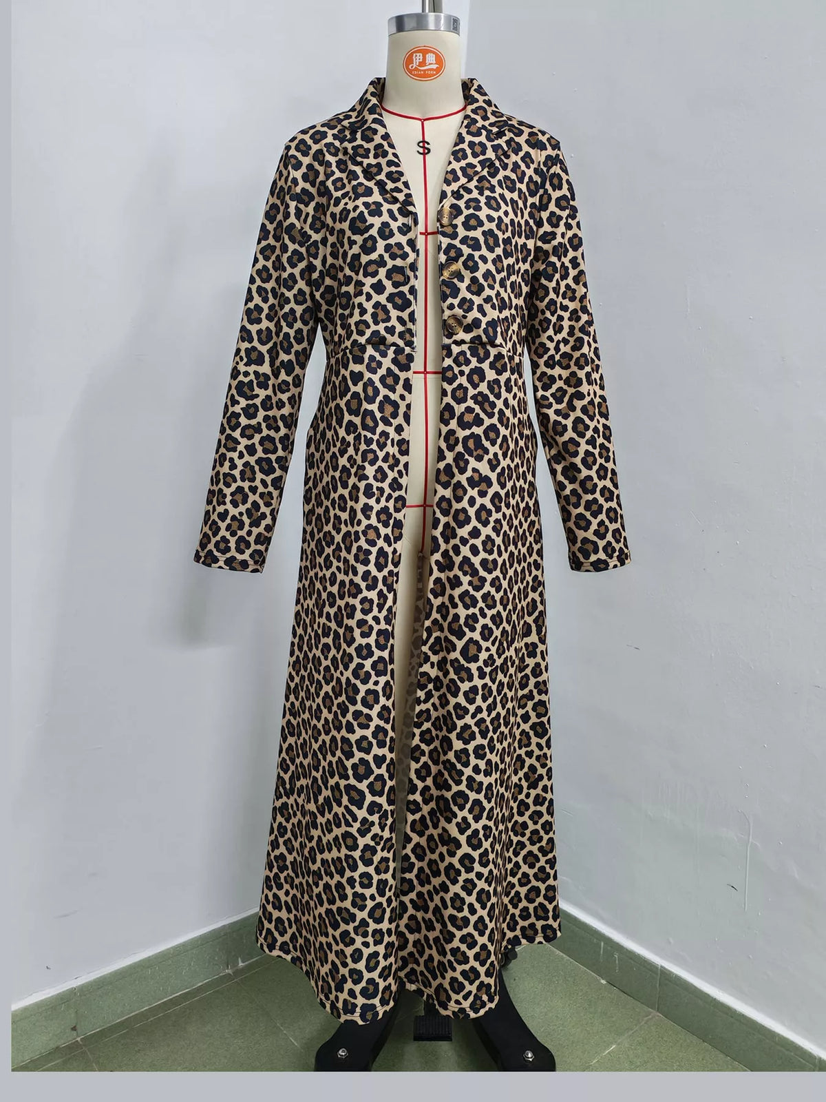Leopard Print Longline Trench Coat