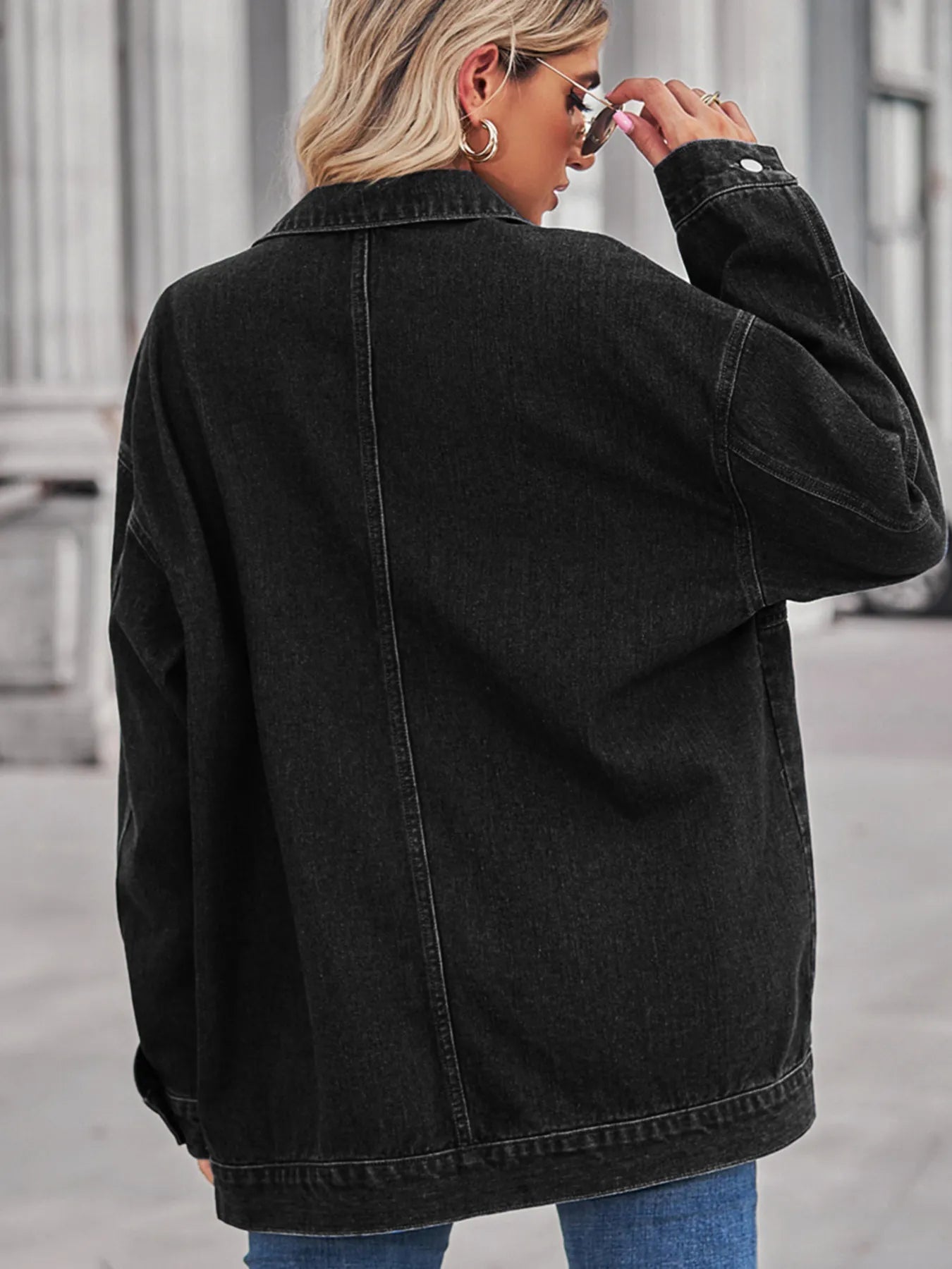 Oversized Long Sleeve Denim Jacket by Moni Wear