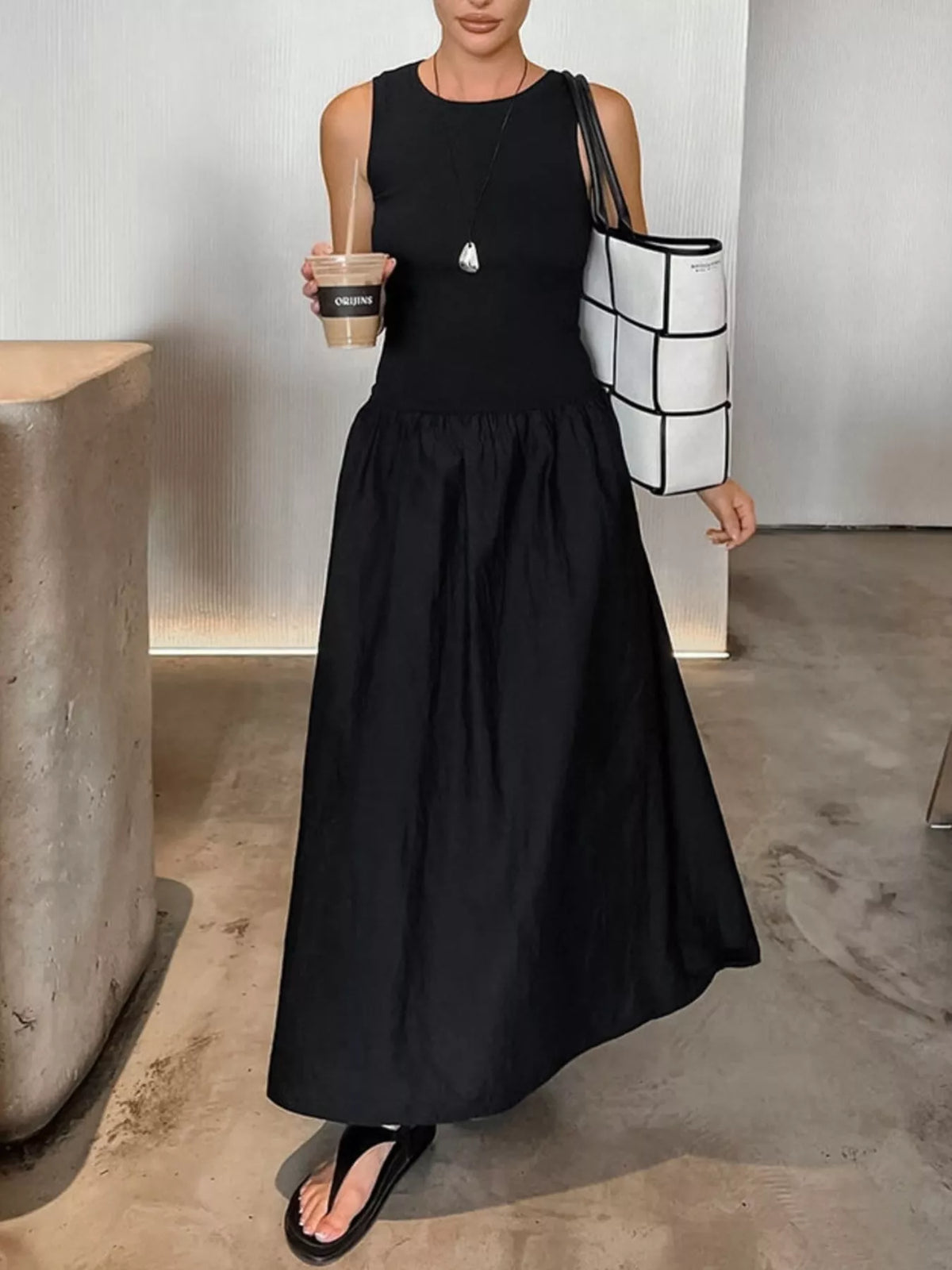 Cutout Detail Maxi Dress in Black
