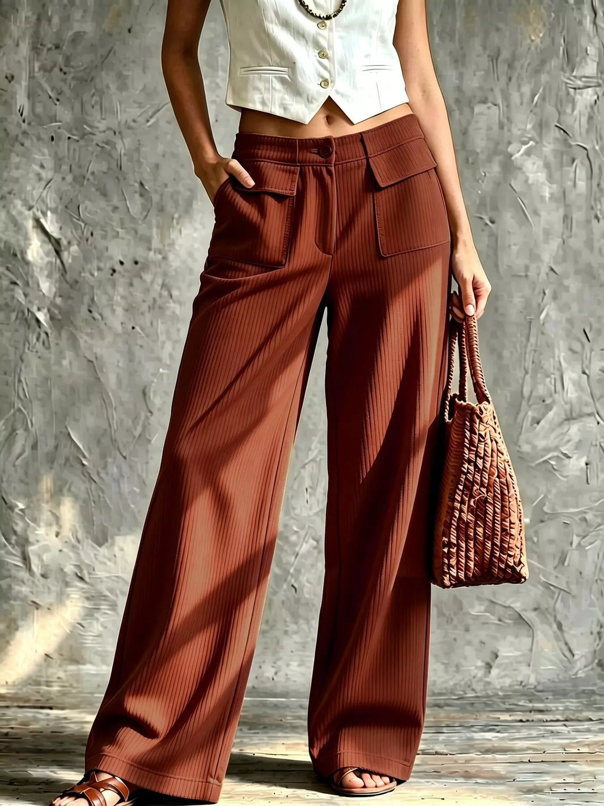 Wide-Leg Corduroy Pants
