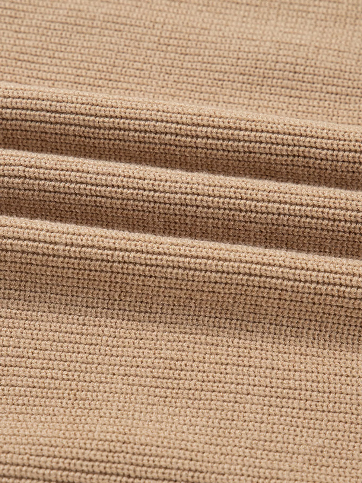 Pearl Embellished Keyhole Sweater Dress in Camel