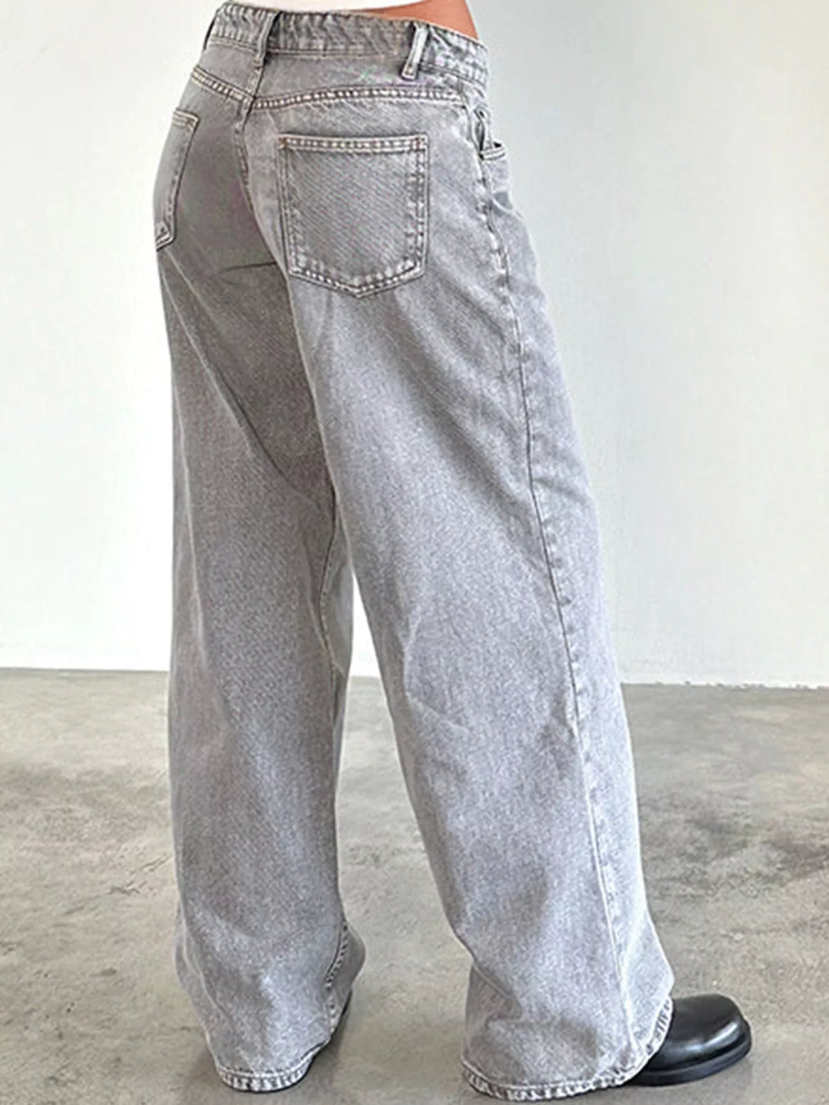Wide-Leg Vintage Wash Jeans