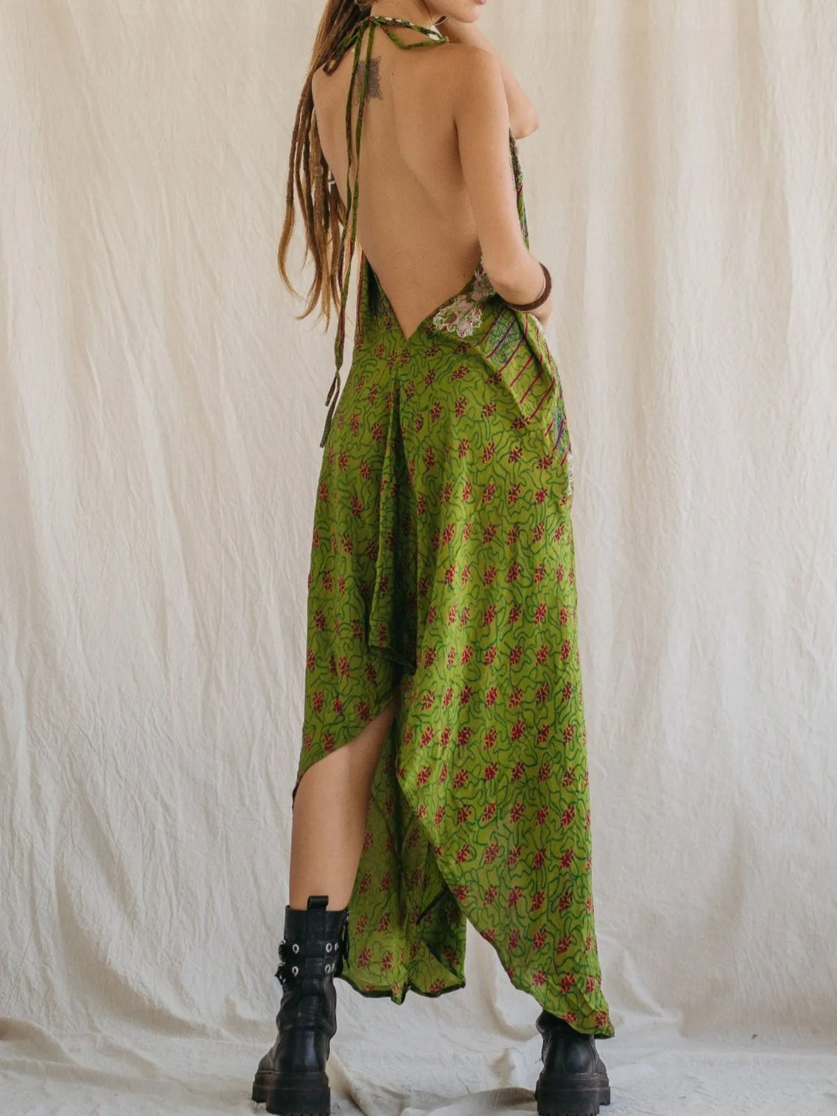 Printed Halter Neck Maxi Dress by Mystique Q